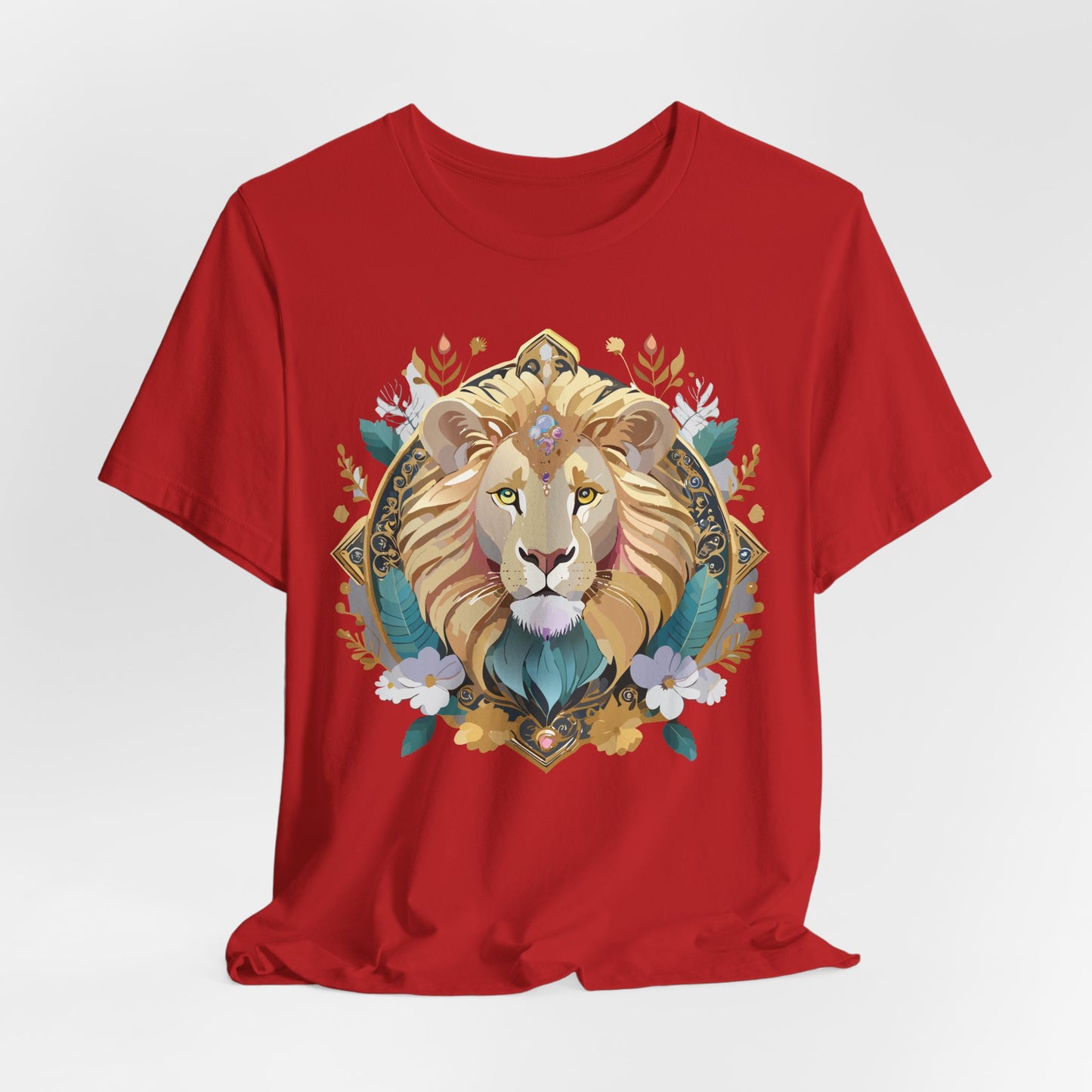 Unisex Lion Graphic Tee, Animal Shirt, Tee Shirt with Lion, Medallion T-Shirt, Animal Medallion Tees 2