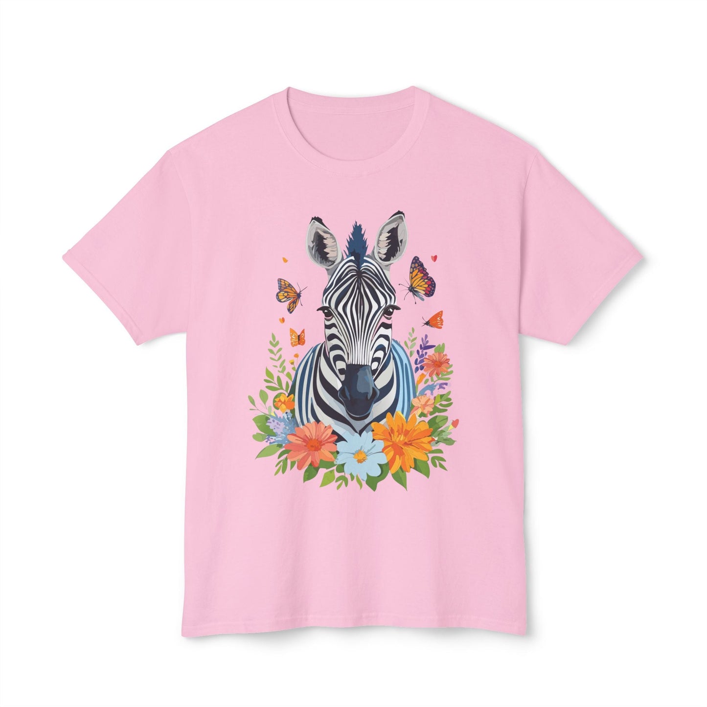 Zebra Art Print T Shirt Unisex Cotton Tee With Floral Design Vintage Zebra Theme