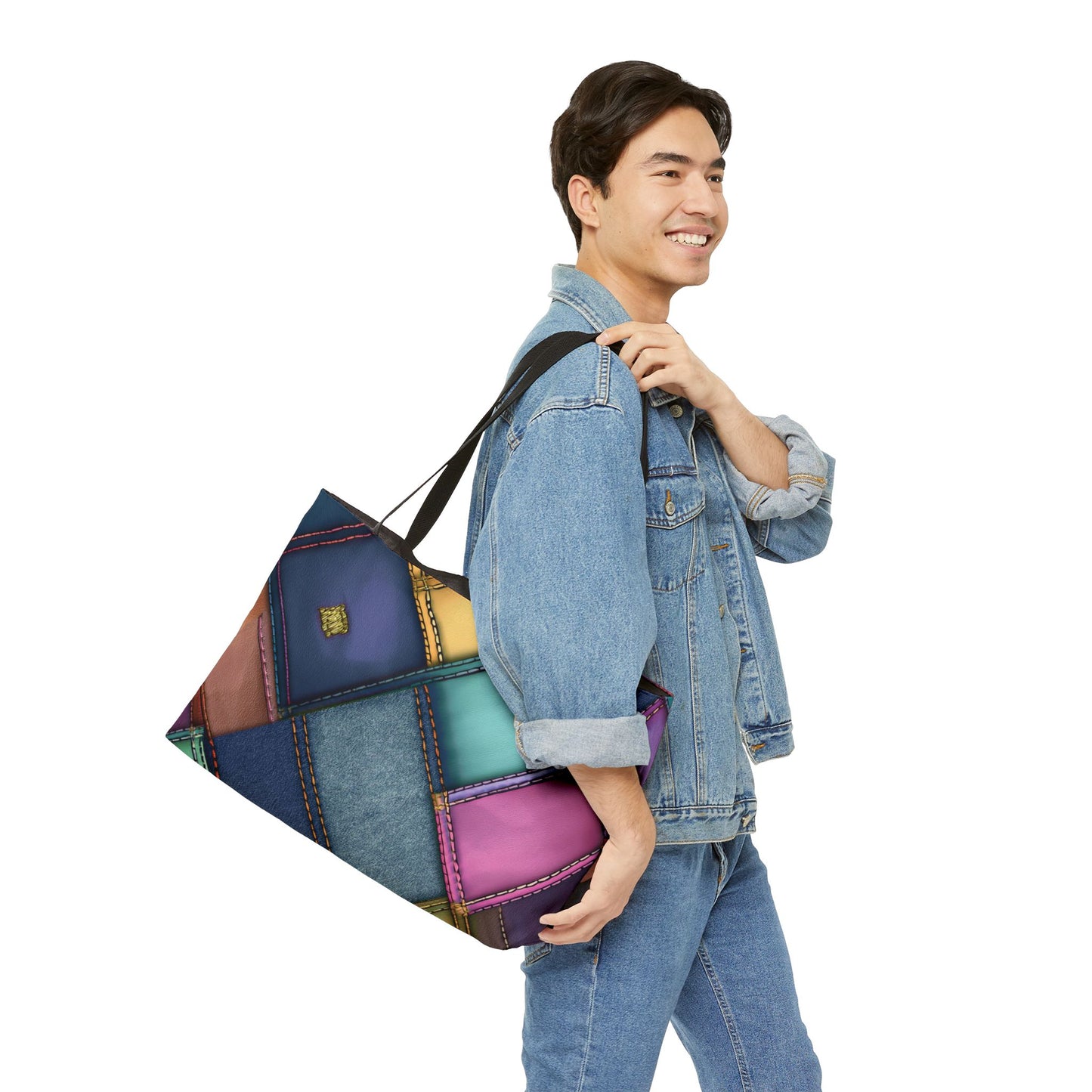 Denim Print Yoga Bag High-Quality 100% Spun Polyester 24x13 Canvas Gym Bag 43