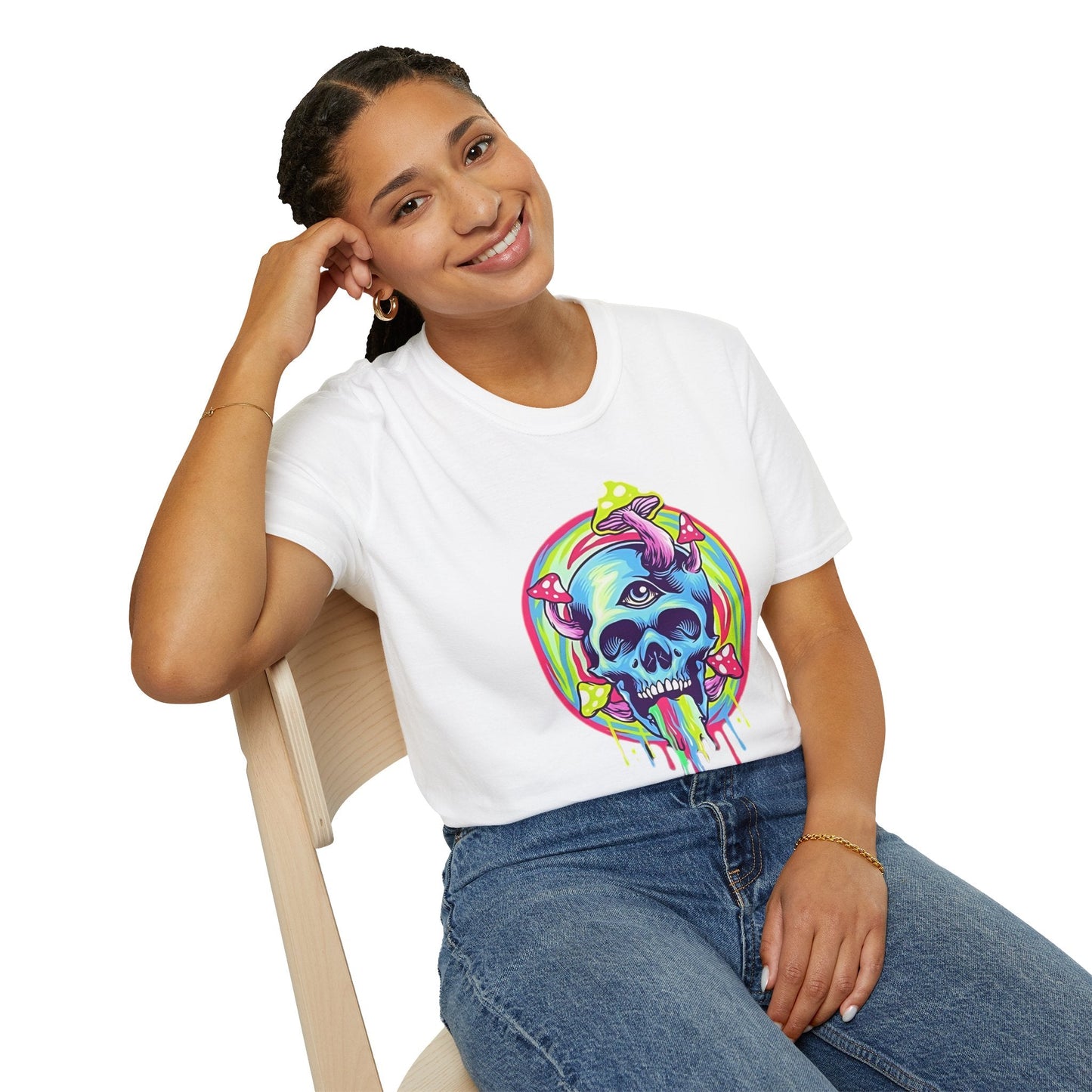 Unisex Skull Tee Shirt With Skeleton Design Cotton Softstyle 64000 T Shirt Premium Cotton Tee
