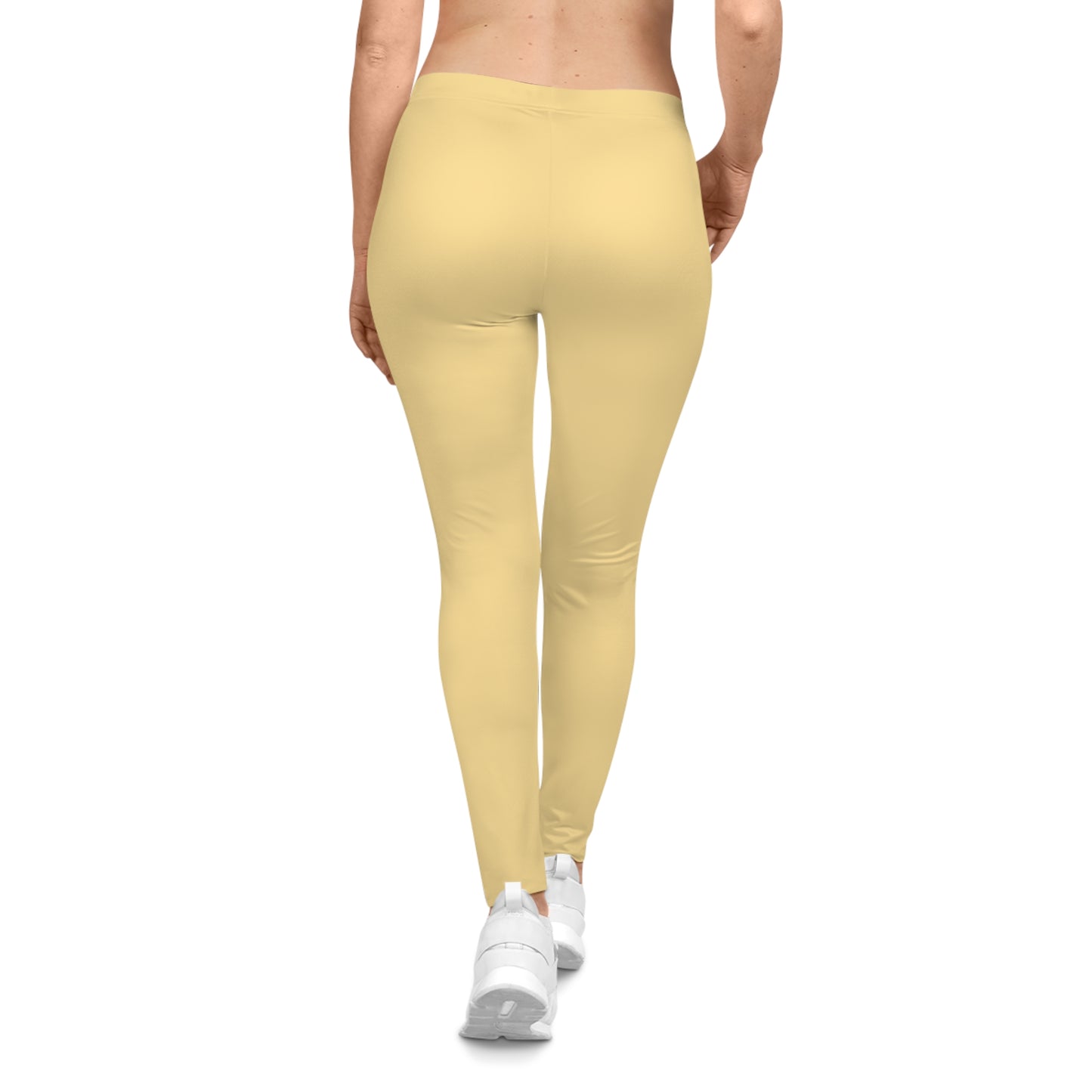 Fog Yellow Color Women's Poly-Span Casual Leggings XS-2XL