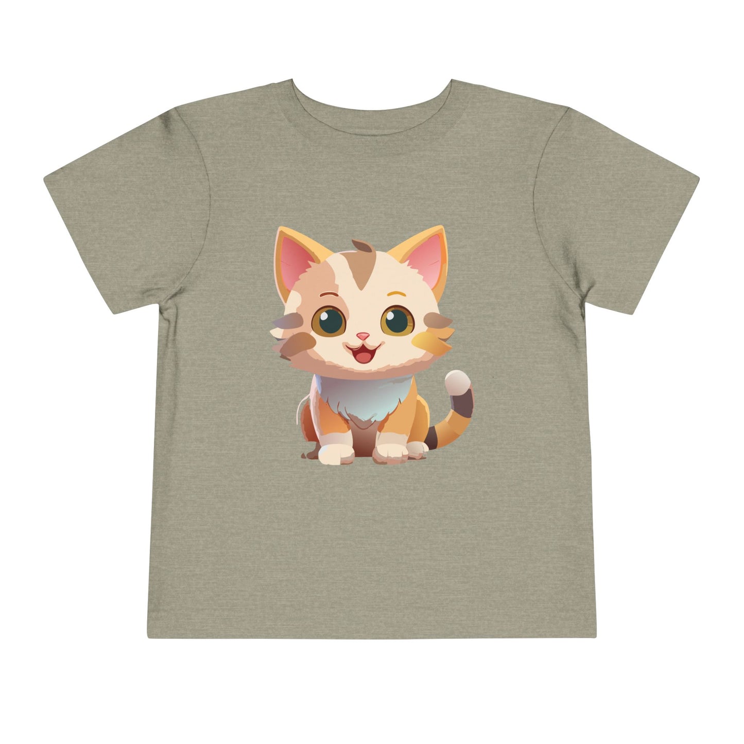 Cute Cat Toddler Short Sleeve Tee - Adorable Kitty Graphic Tee for Kids (2T-5T)