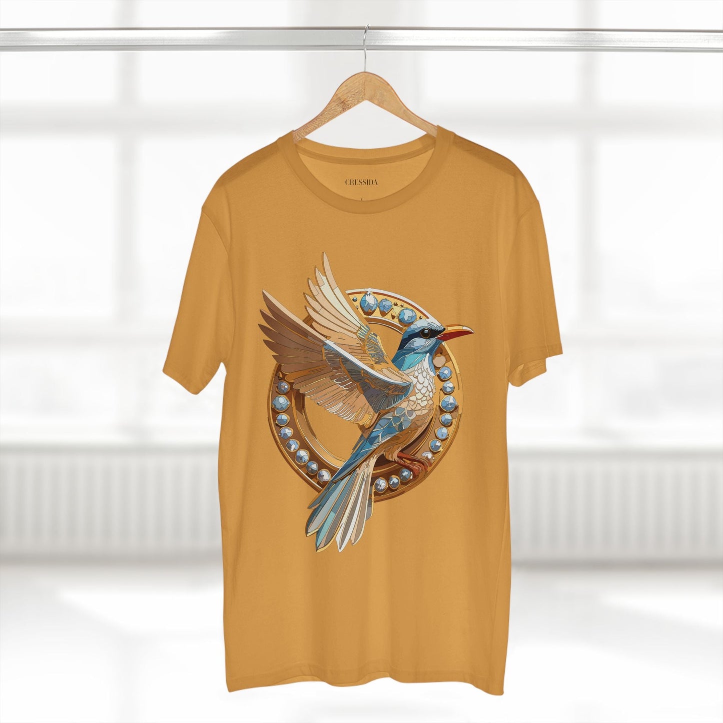 Bird Graphic Unisex 100 Cotton Tee With Unique Animal Golden Medallion Art Design 20