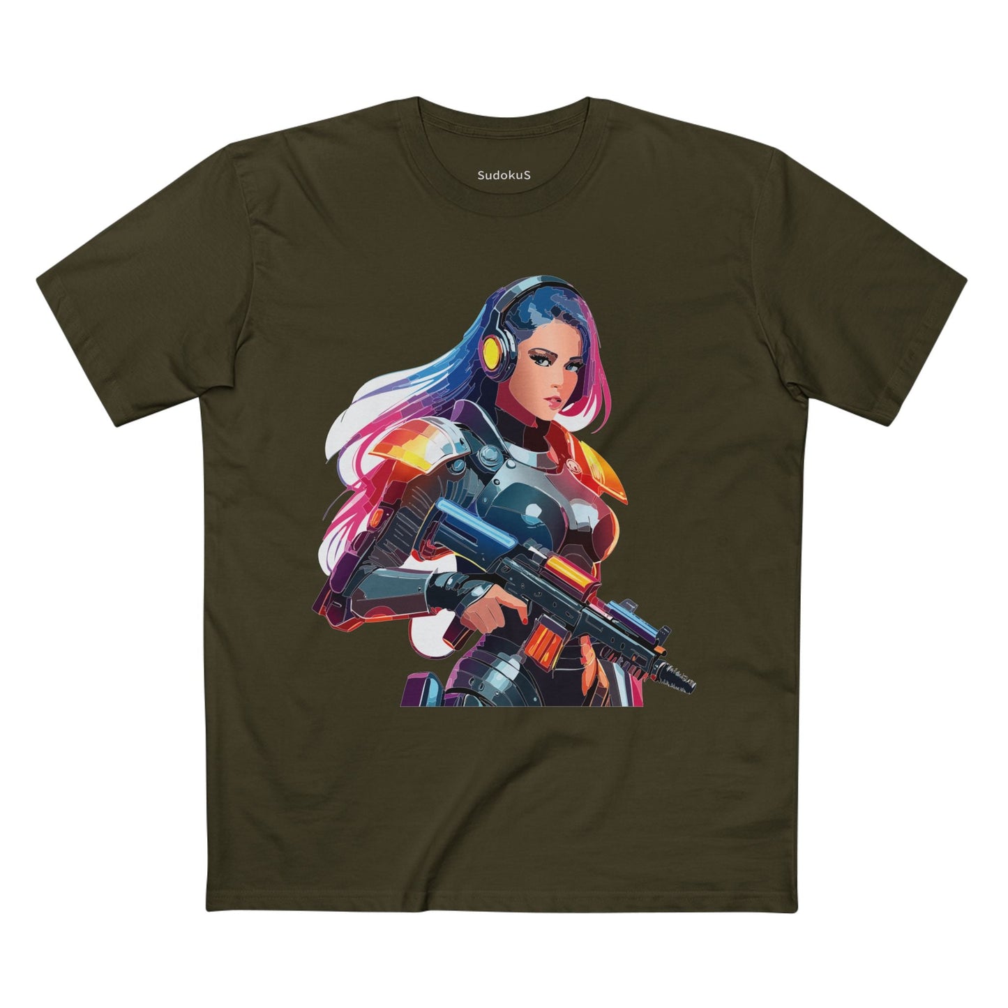 Army-woman Graphic Unisex 100 Cotton Staple Tee 18