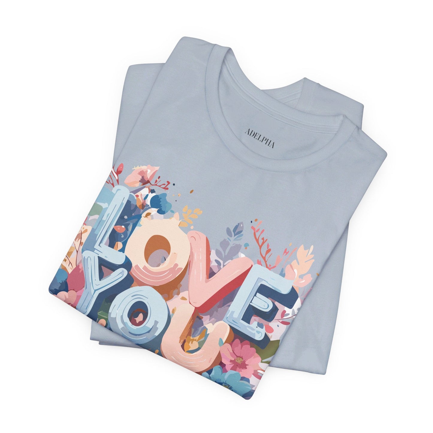 Valentine Day Graphic Unisex 100 Cotton Vintage Artwork with Love and Flower Design Tee 41