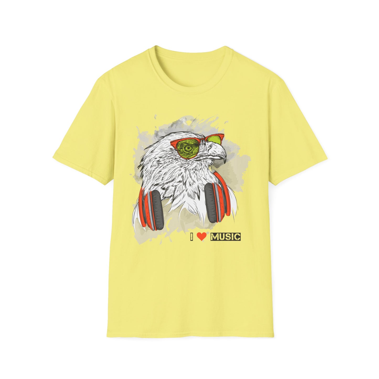 Eagle with Headphones T-Shirt Unisex Cotton Short Sleeves I Music Graphic Tee