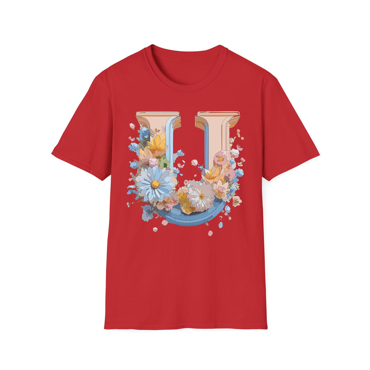 Floral Letter U T-Shirt | Botanical Monogram Initial Tee