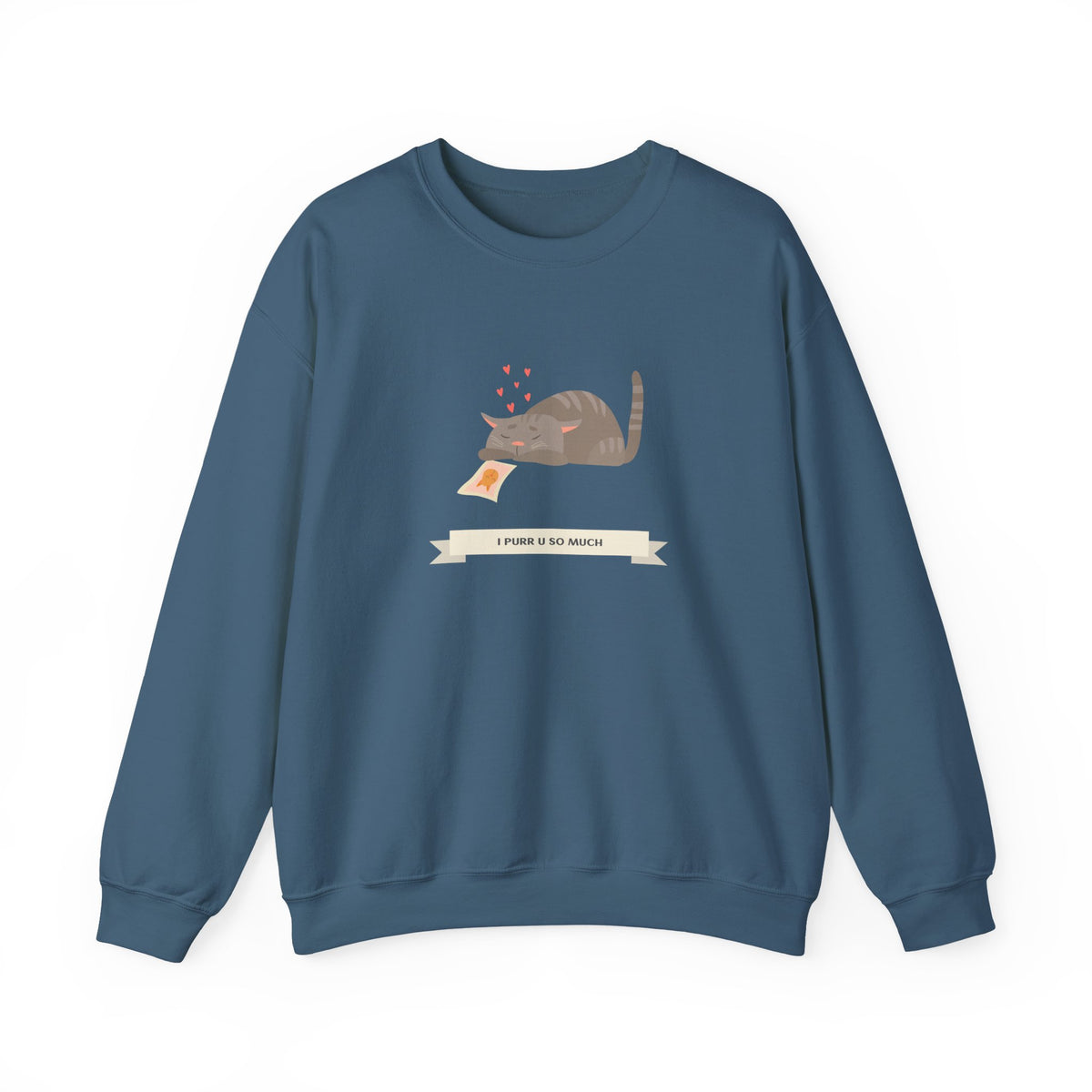 Cat Graphic Valentine's Day Sweatshirt Unisex 50/50 Cotton-Poly Animal Sweatshirt w07