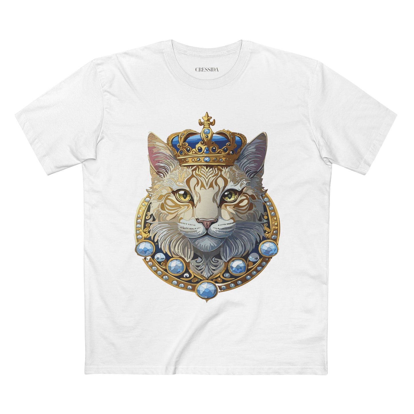 Cat Graphic Unisex 100 Cotton Tee With Unique Animal Golden Medallion Art Design 14