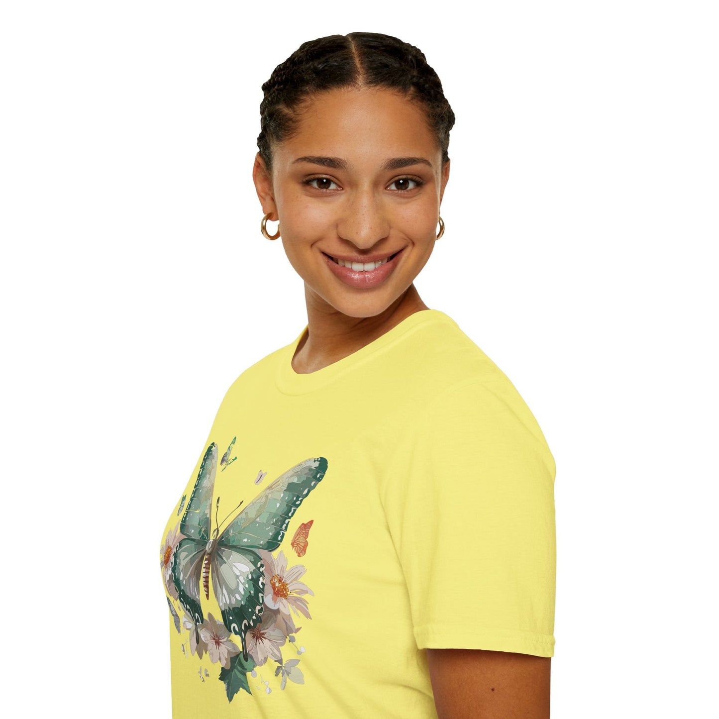 Butterfly T Shirt Unisex Softstyle Tee 100 Percent Ring Spun Cotton Monarch Design Premium Comfort