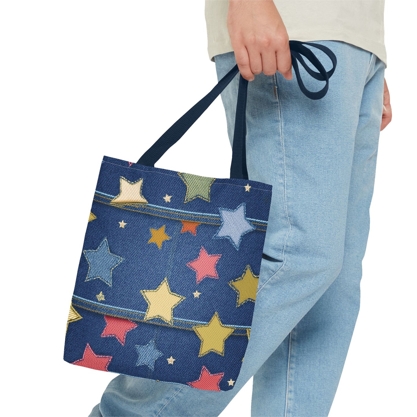 Denim Fabric Imitation Print Unisex Canvas Bag Poly Spun 3 Sizes Tote Bag 181-5