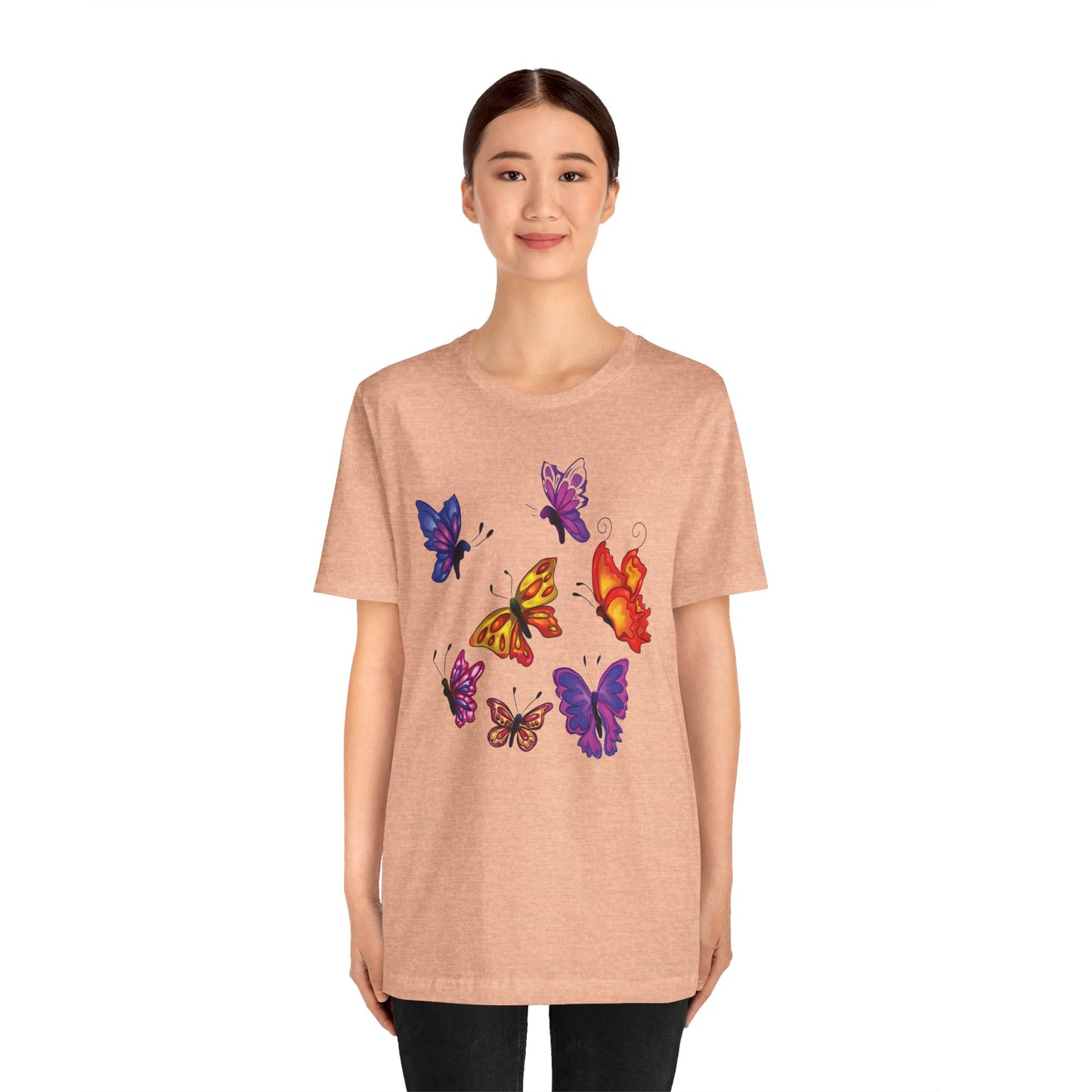 Cotton Tee Shirt with Butterfly Prints