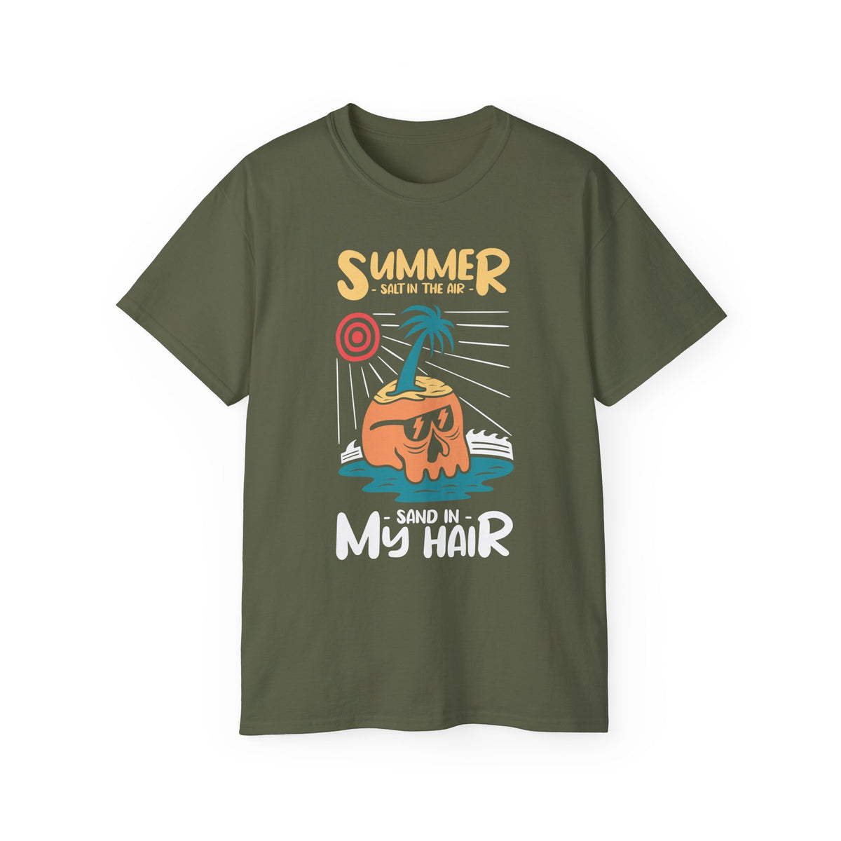 Summer Coconut Character T-Shirt | Sand in My Hair Beach Tee