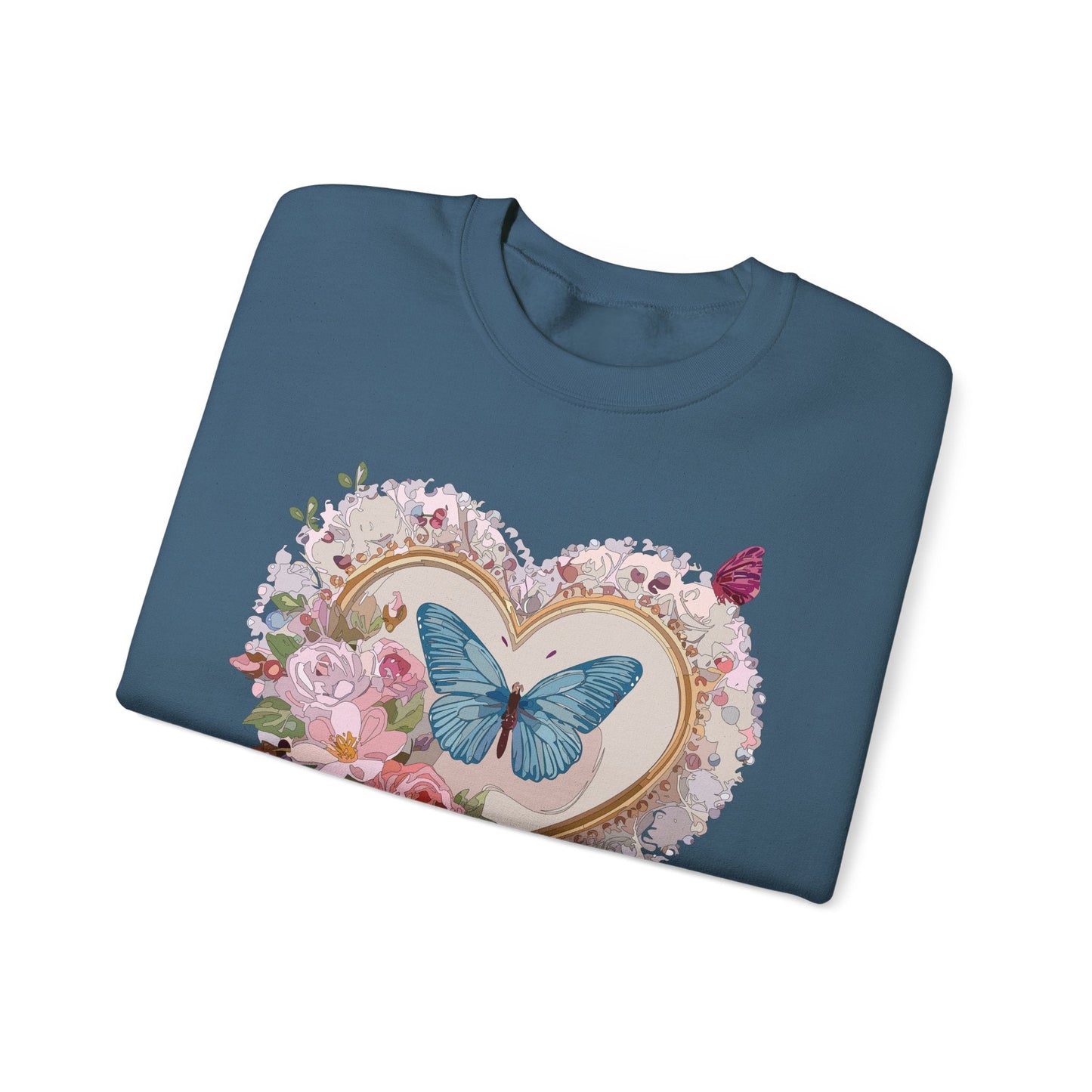 Floral Heart Unisex Crewneck Sweatshirt Valentines Floral Love Gildan 18000 Heavy Blend