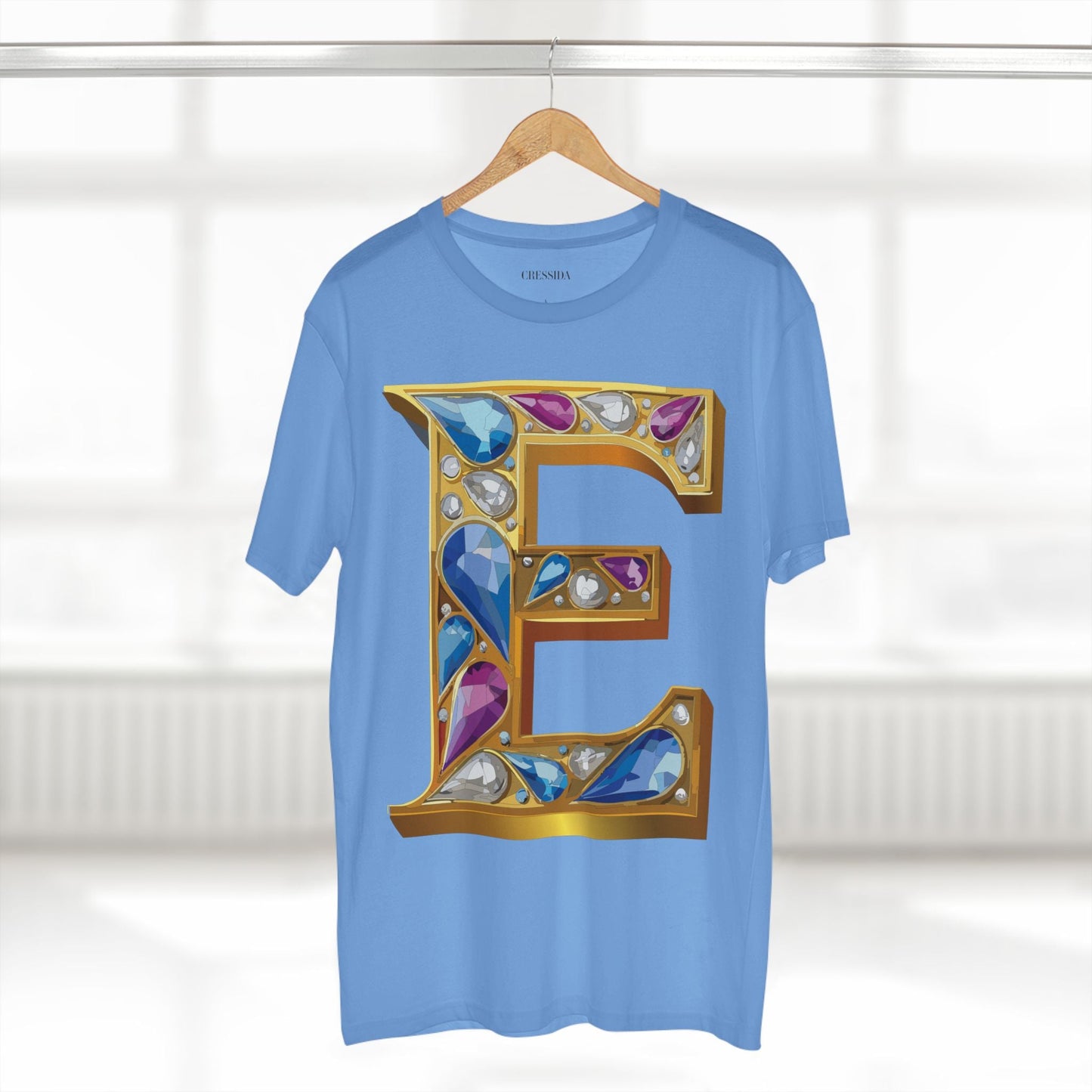 Letter E Graphic Design Tee Unisex 100 Cotton With Antique Gold Letters Artwork T-Shirt