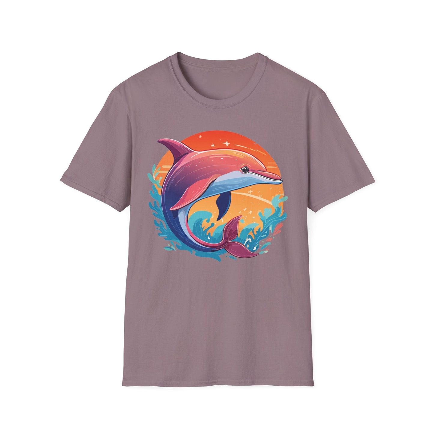 Dolphin Shirt Unisex Tee 100 Percent Ring Spun Cotton Softstyle Gildan 64000 Comfort Fit