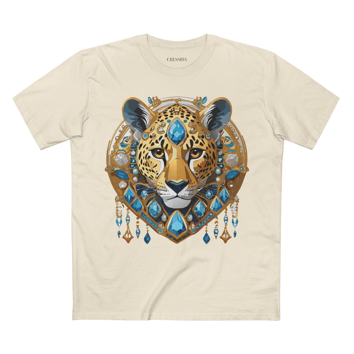 Cheetah Graphic Unisex 100 Cotton Tee With Unique Animal Golden Medallion Art Design 45
