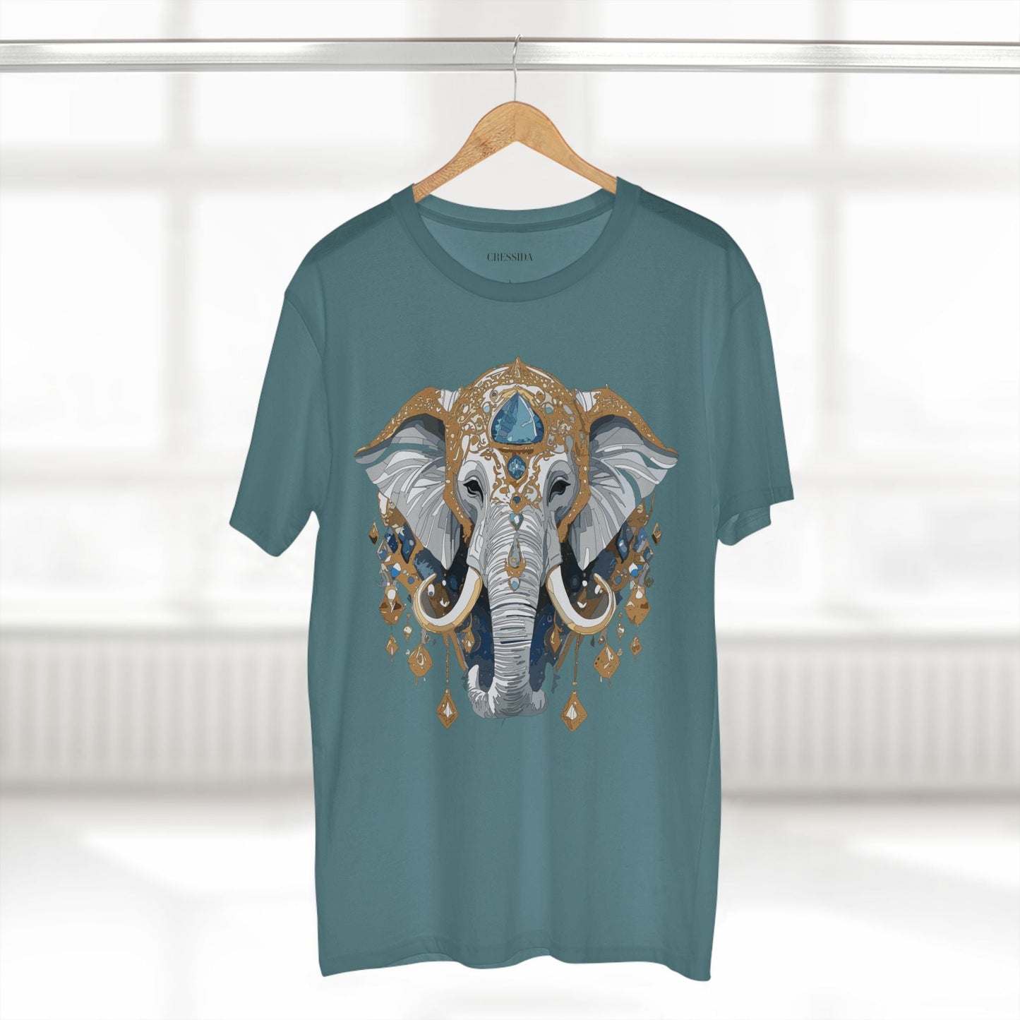 Elephant Graphic Unisex 100 Cotton Tee With Unique Animal Golden Medallion Art Design 40