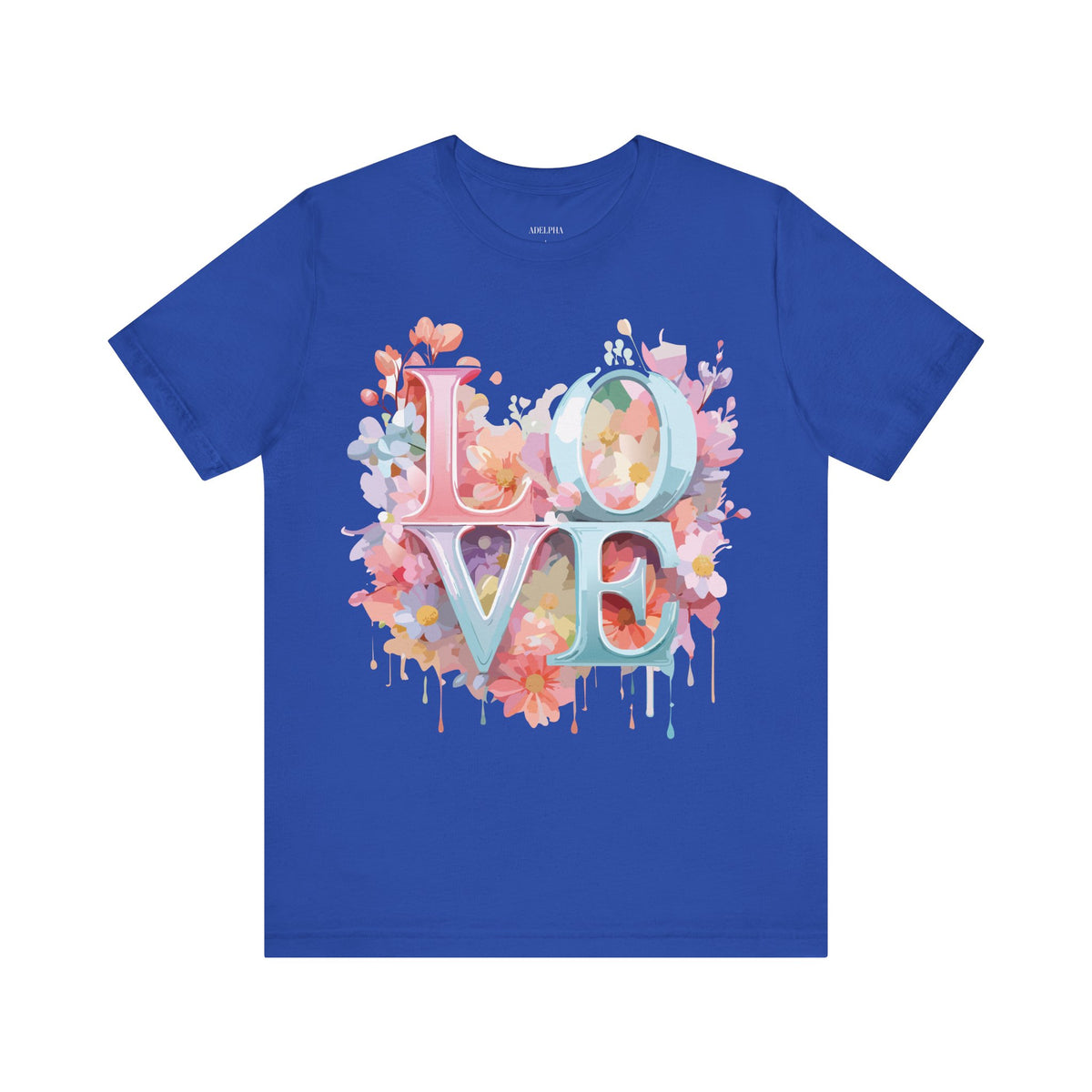 Valentine's Day Graphic Unisex Cotton Bella+Canvas Tee with Floral Art Design d118