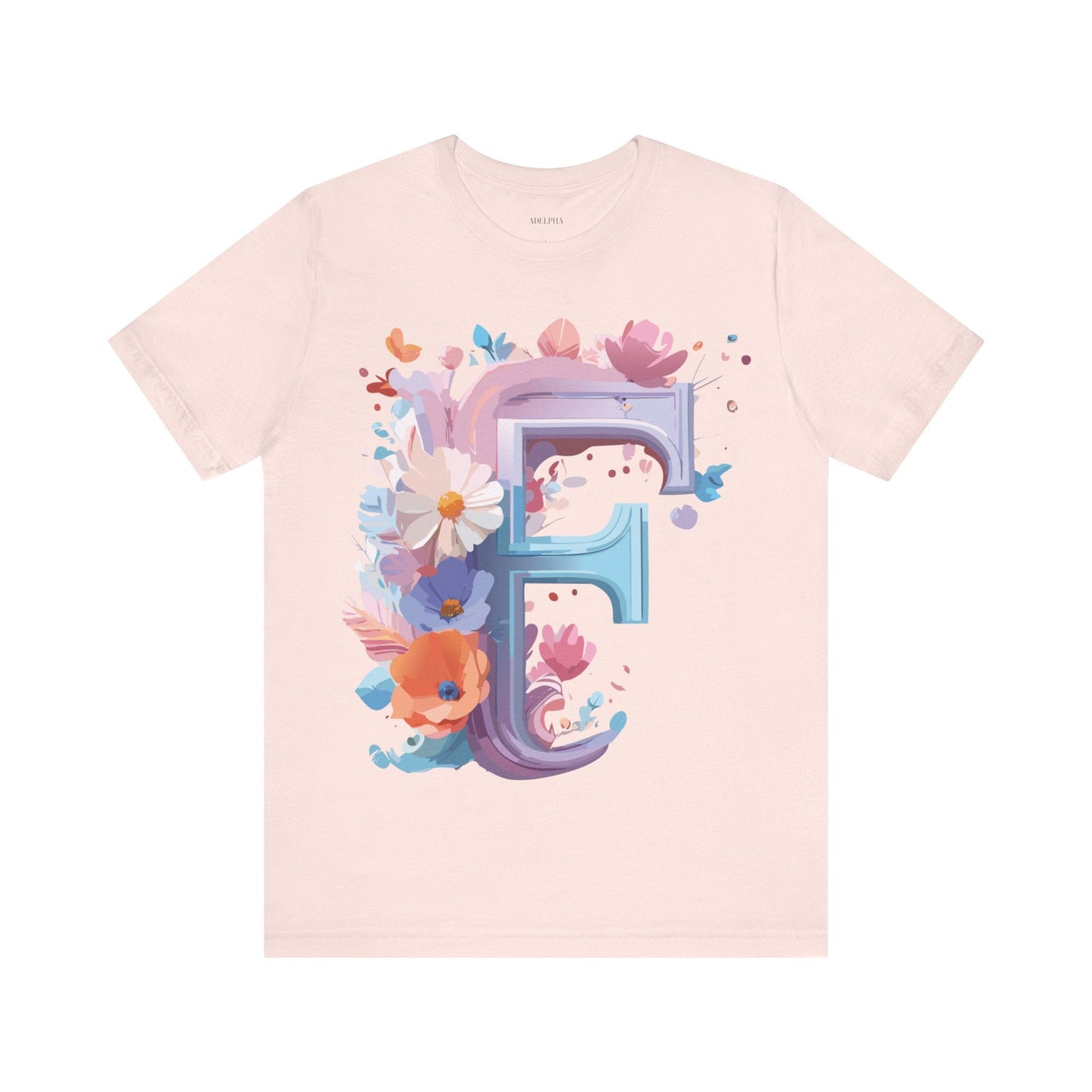 Letter F Graphic Tee Unisex Vintage Style Shirt Featuring Adelpha Artwork Premium Short Sleeve