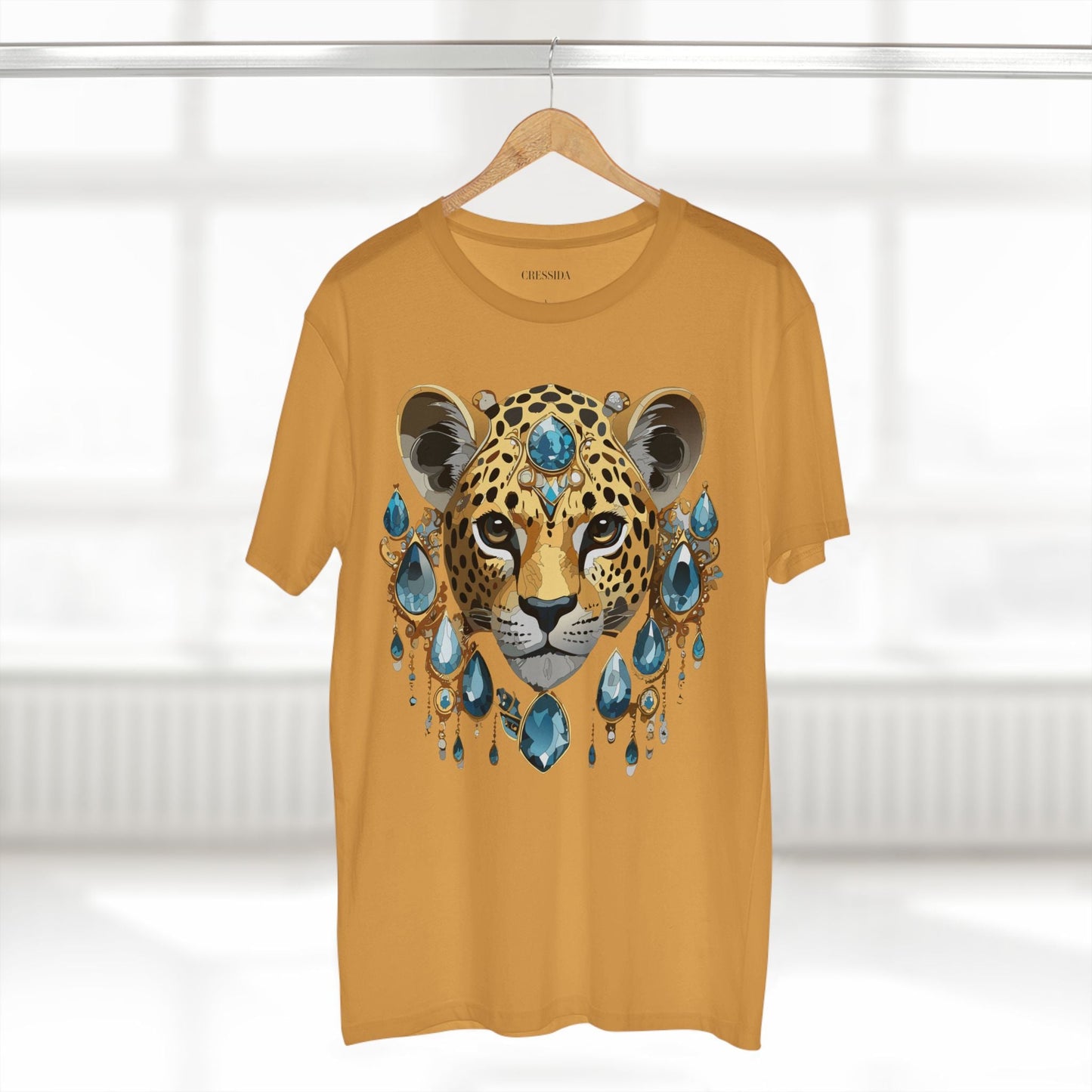 Cheetah Graphic Unisex 100 Cotton Tee With Unique Animal Golden Medallion Art Design 48
