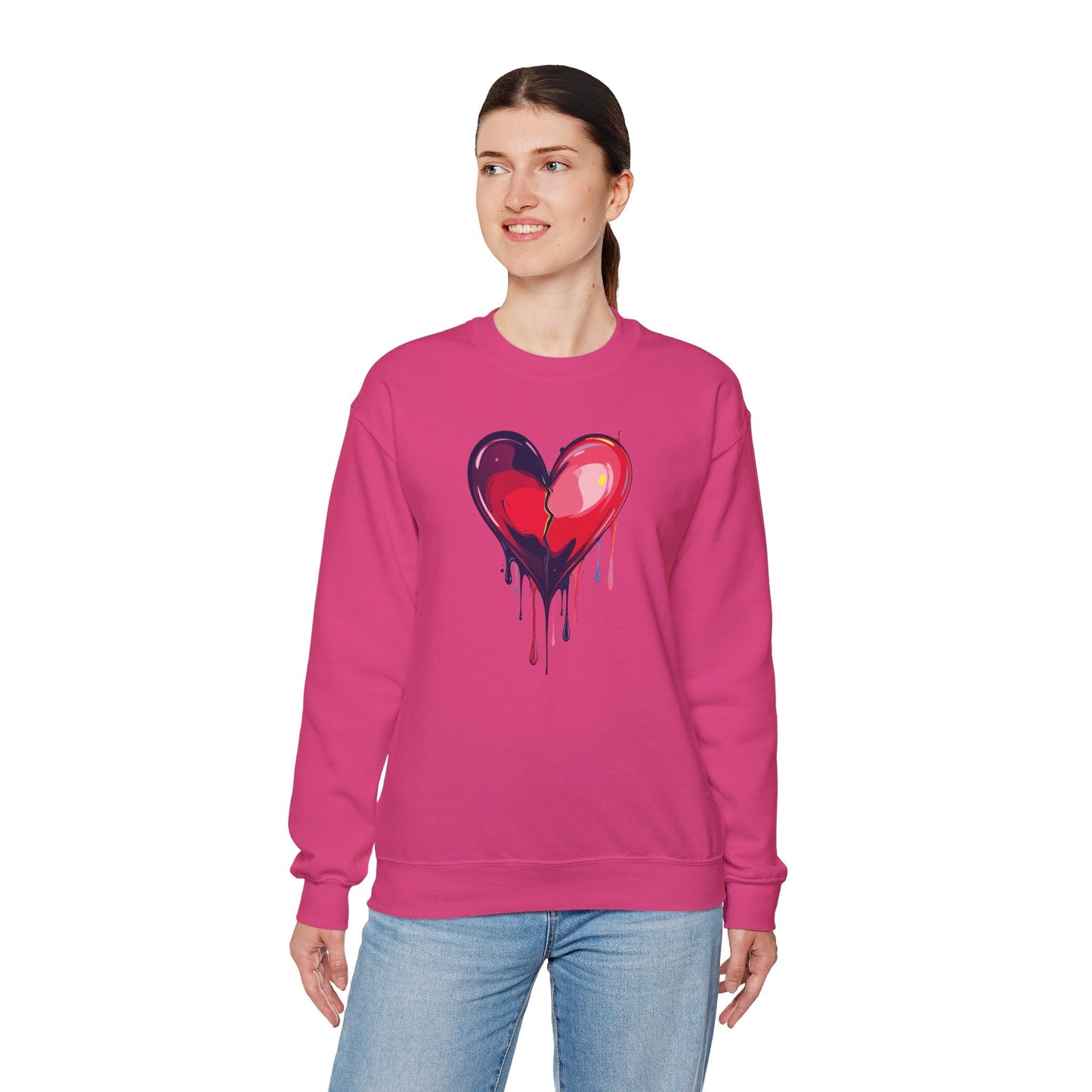 Red Heart Floral Sweatshirt Unisex Heavy Blend Crewneck Valentines Day Love Sweatshirt