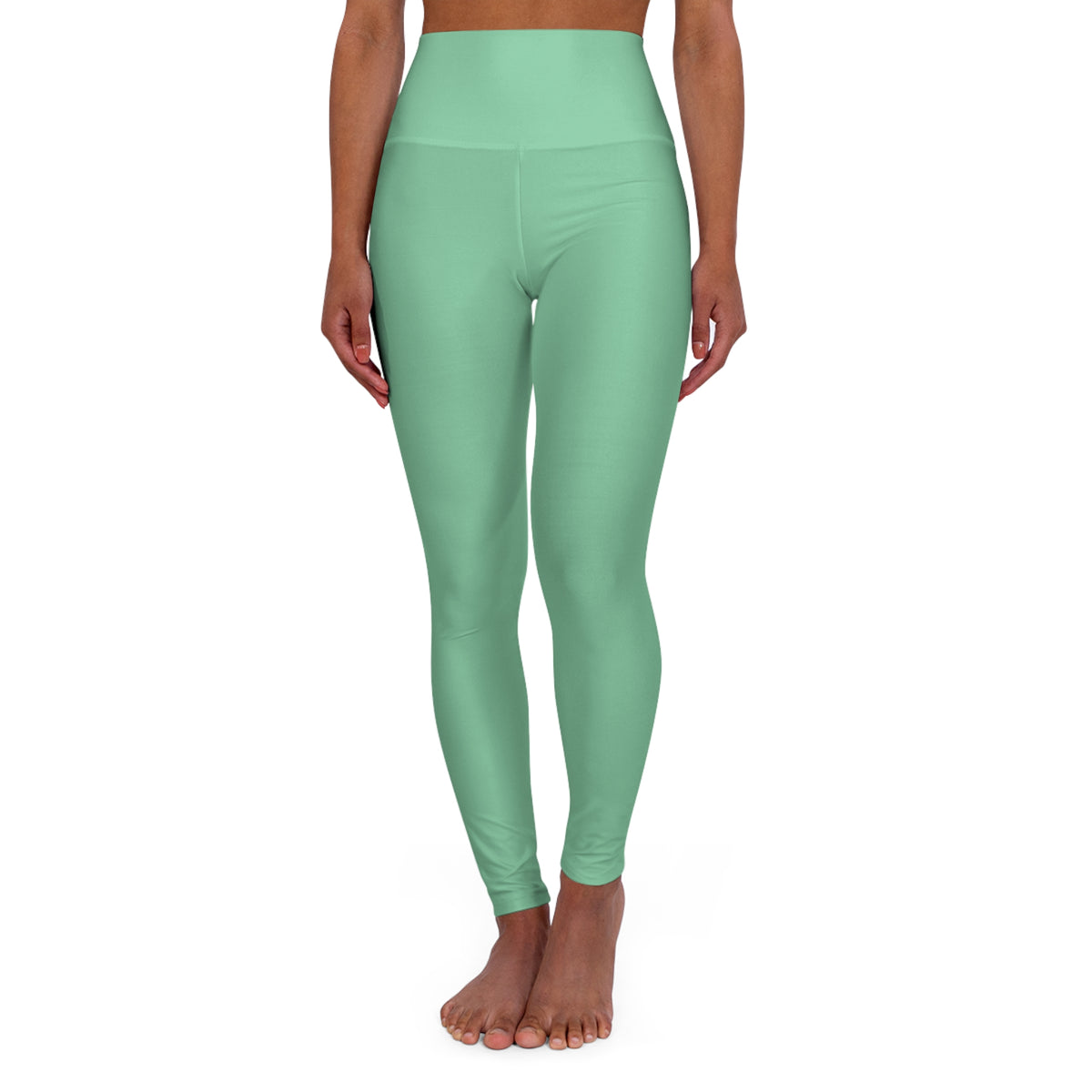 Muted Seaweed Green Color High-Waist Yoga Leggings Women's Seamless Poly-Span Stretchy Pants XS-2XL