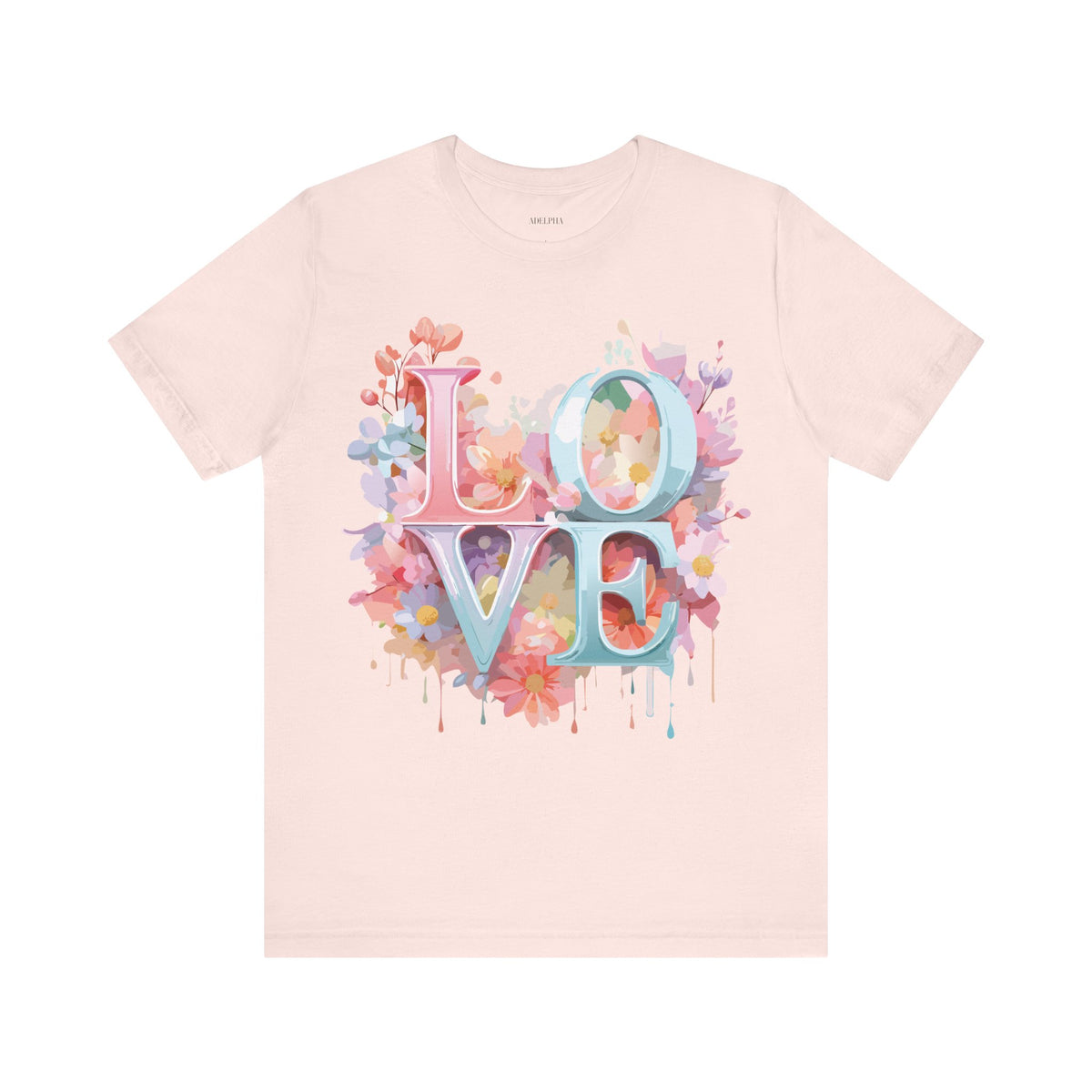 Valentine's Day Graphic Unisex Cotton Bella+Canvas Tee with Floral Art Design d110