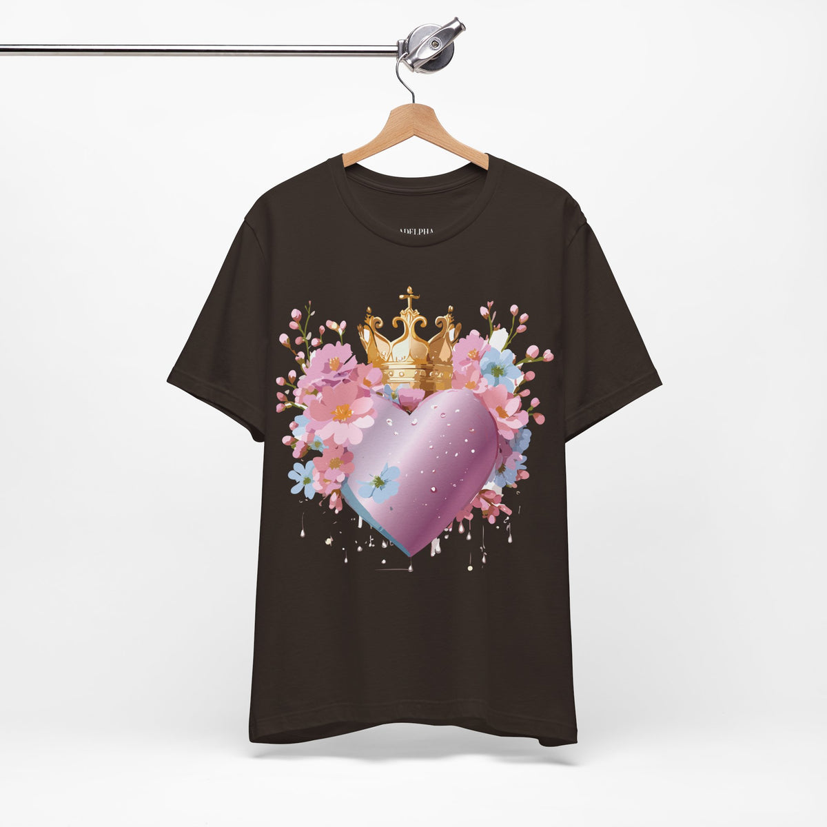 Valentine's Day Graphic Unisex Cotton Bella+Canvas Tee with Floral Art Design d115