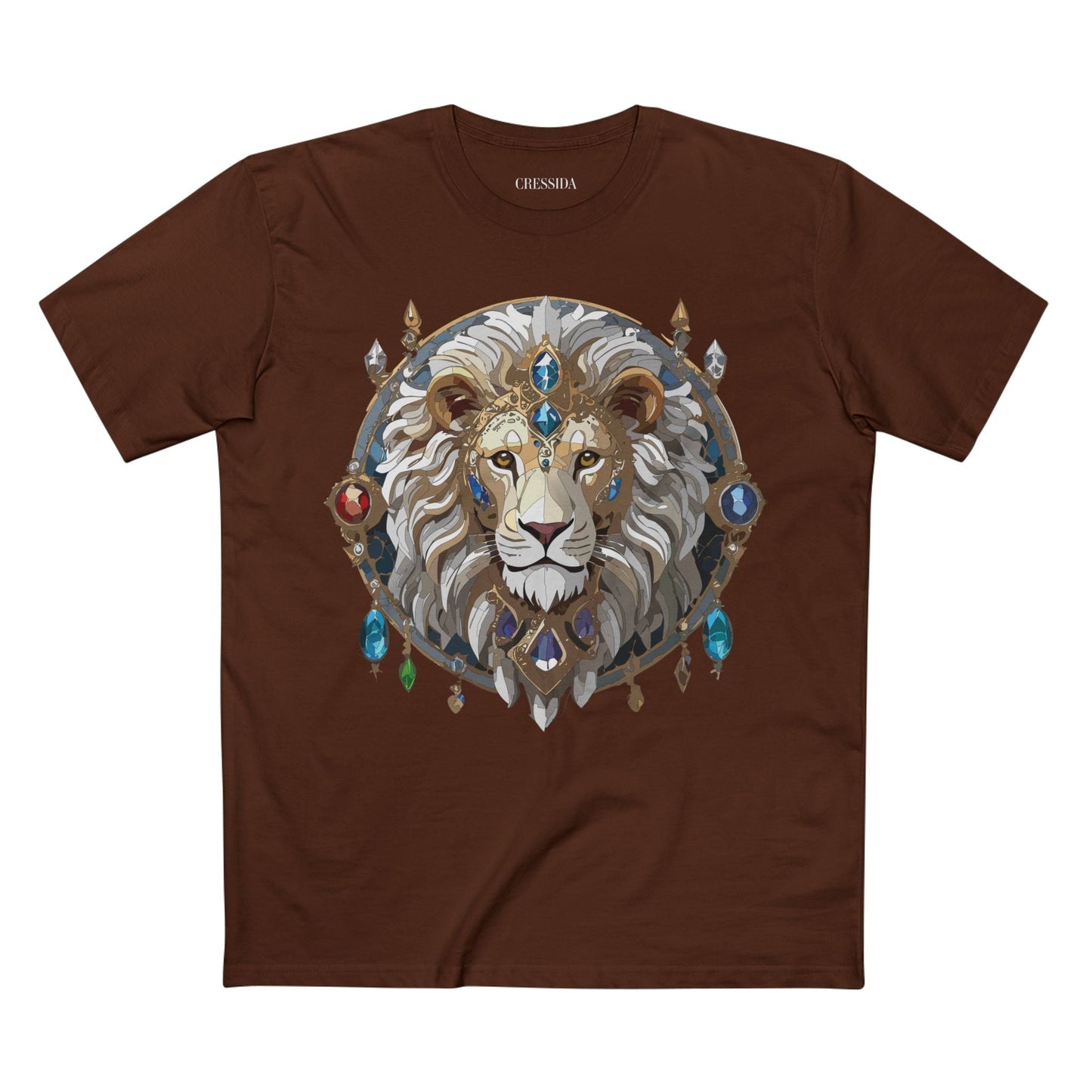 Lion Graphic Unisex 100 Cotton Tee With Unique Animal Golden Medallion Art Design 57