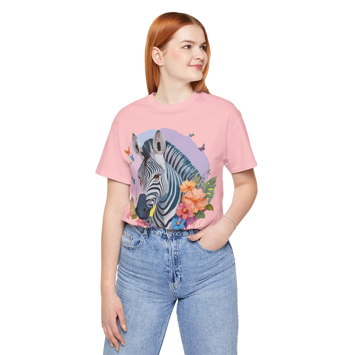 Zebra Graphic Unisex Cotton Bella+Canvas Tee with Art Animal Design e78
