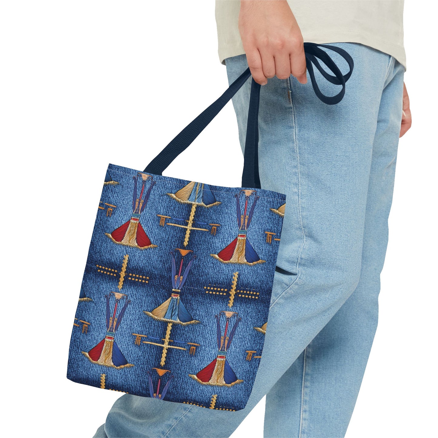 Denim Fabric Imitation Print Unisex Canvas Bag Poly Spun 3 Sizes Tote Bag 188