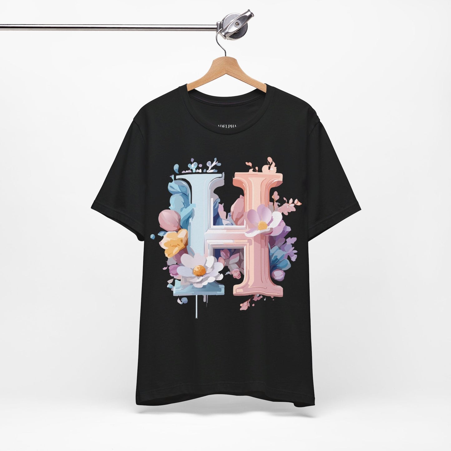 Letter H Shirt Graphic Tee Unisex Short Sleeve Premium Vintage Inspired Artwork Adelpha