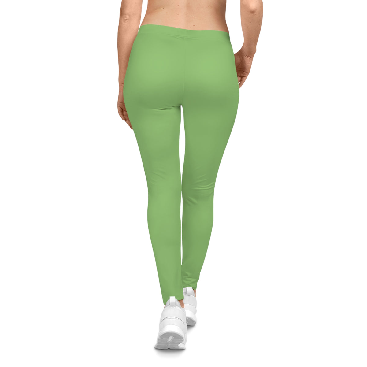 Willow Green Color Women's Poly-Span Casual Leggings XS-2XL