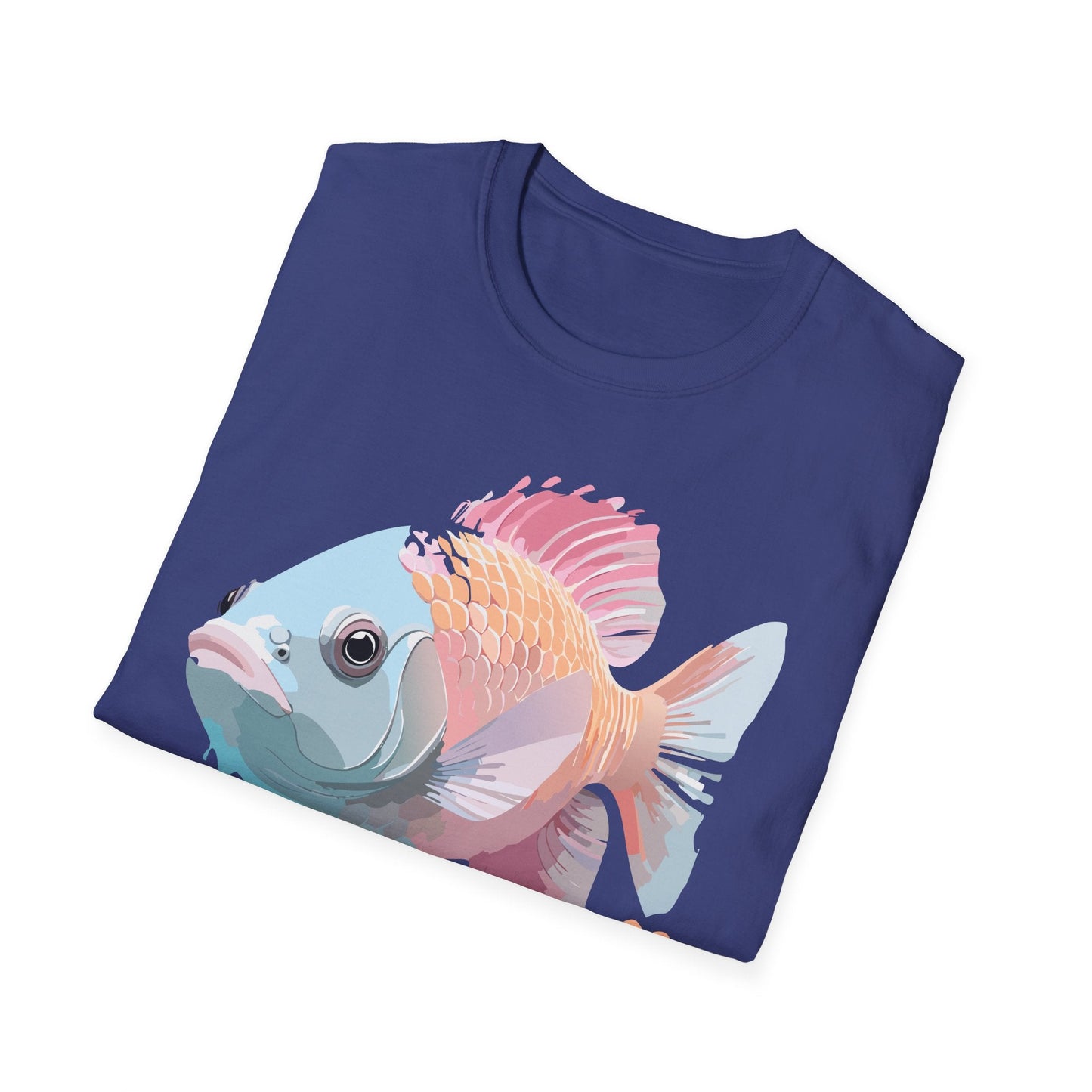 Fish Art Design Shirt Unisex Graphic Tee 100 Percent Ring Spun Cotton Softstyle Gildan 64000