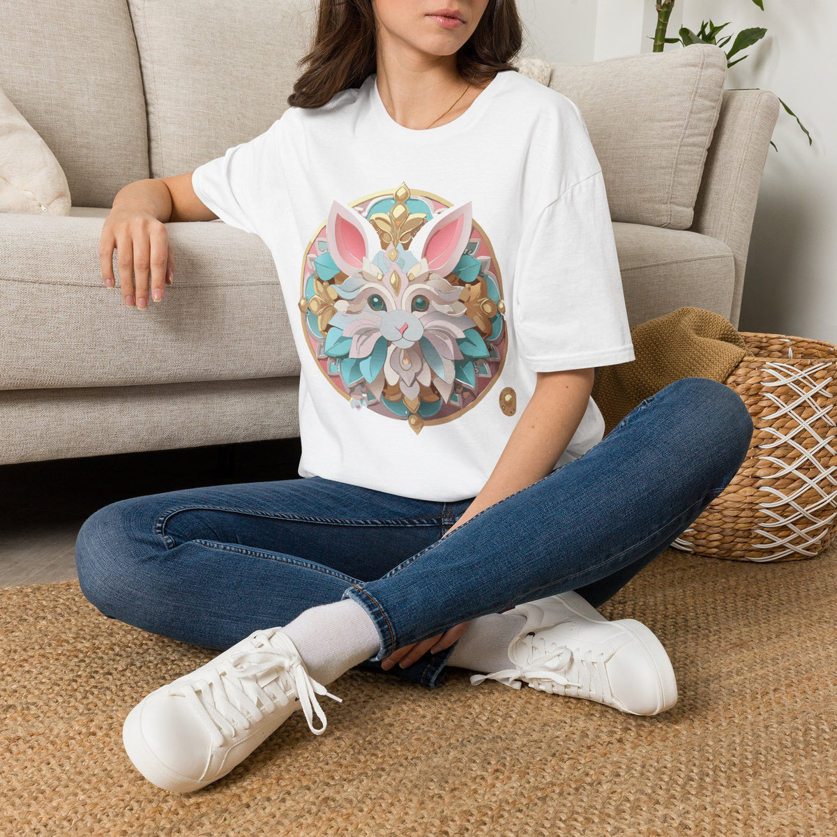 Ornate Floral Fox Mask T-Shirt | Pastel Mandala Animal Art