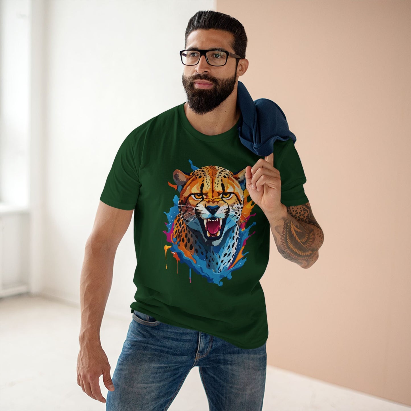 Cheetah Graphic Unisex 100 Cotton Staple Tee with Animal Design Artwork 24