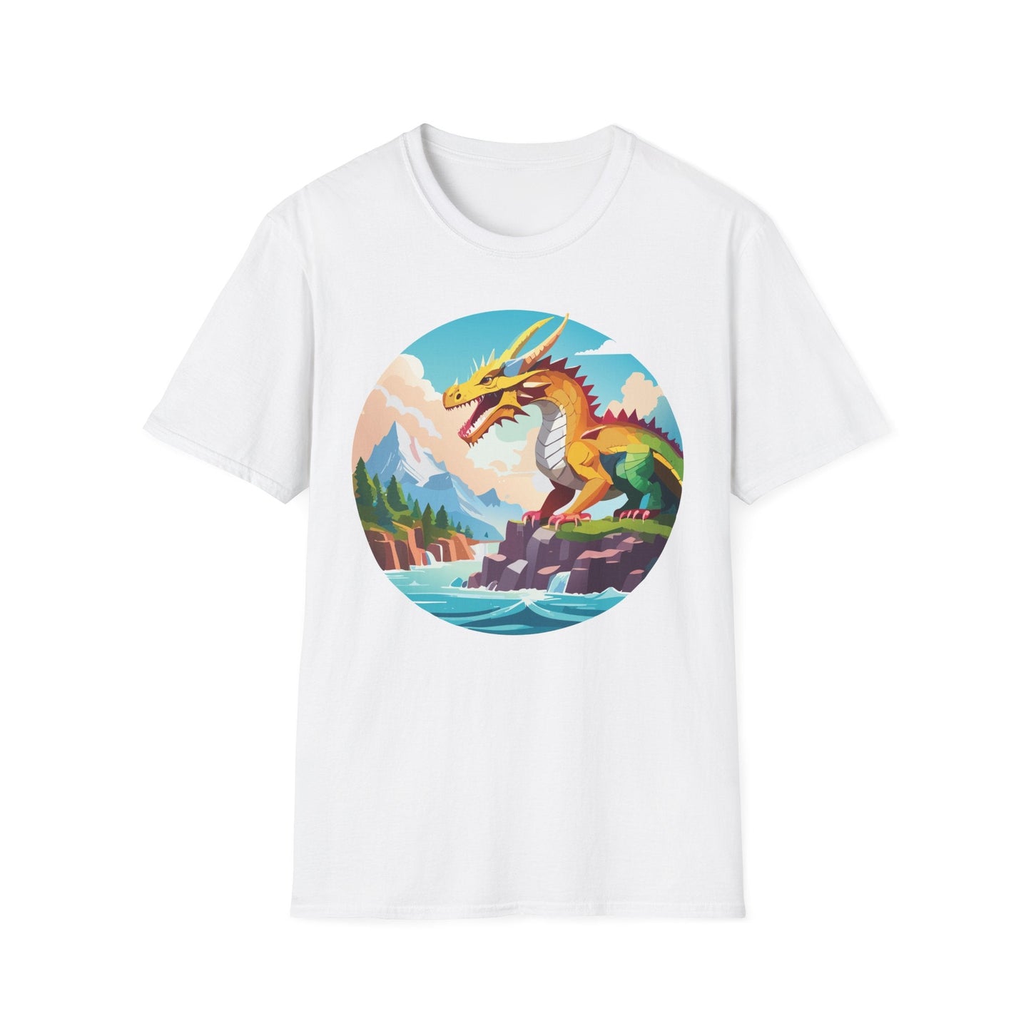 Dragon T Shirt Unisex Softstyle Cotton Tee With Colorful Animal Art Design For Everyday Wear