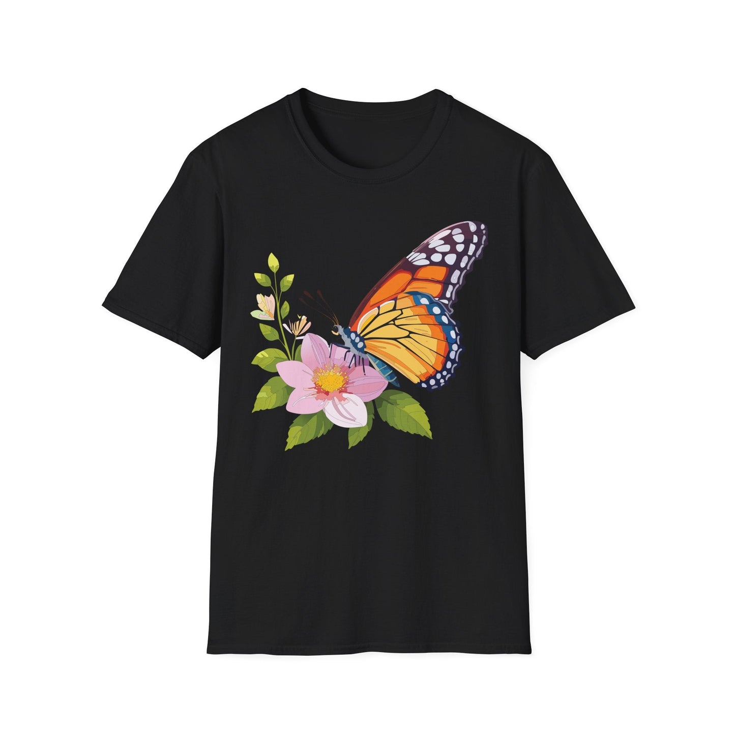 Butterfly T Shirt for Women and Men Monarch Print Softstyle Unisex Gildan 64000 Tee