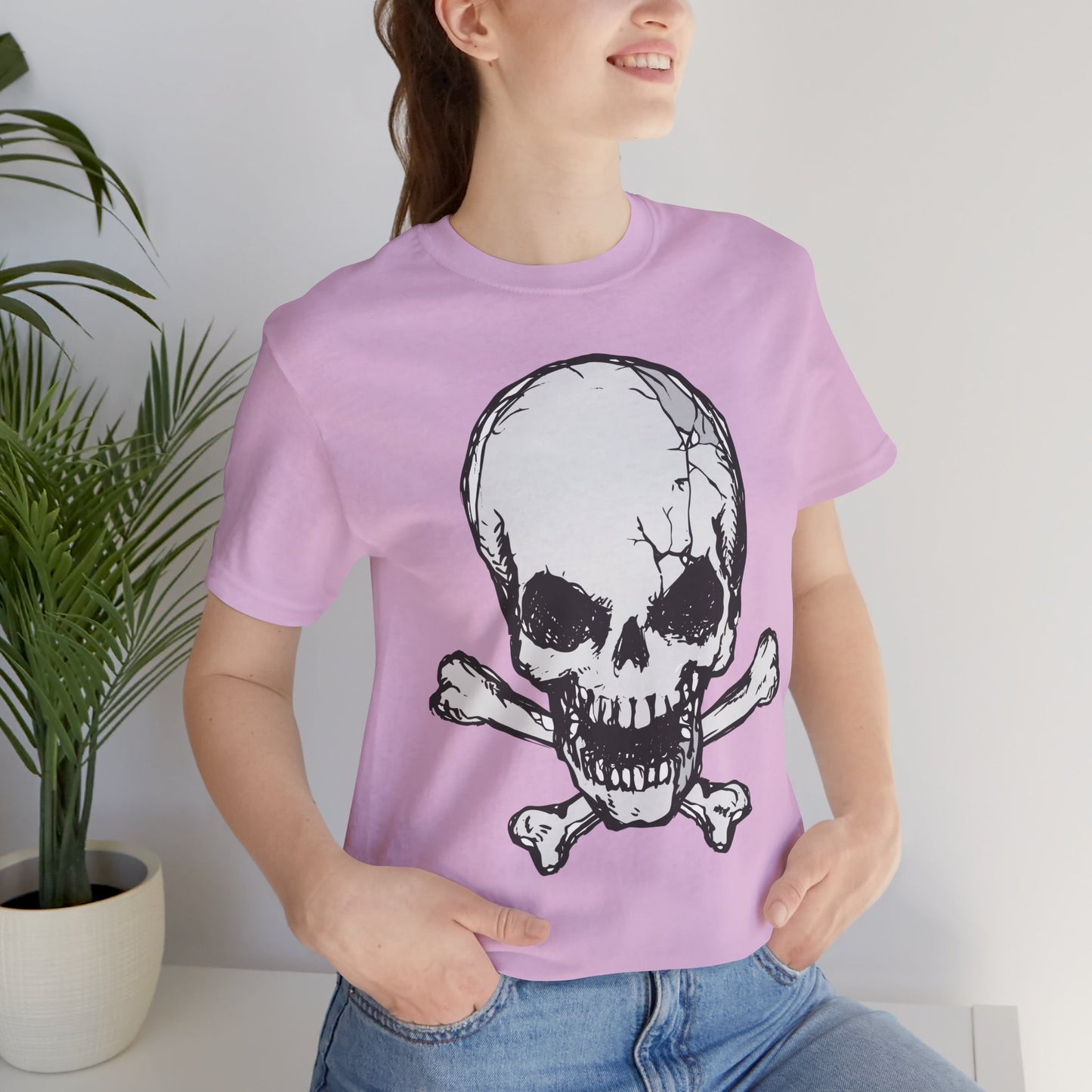 Grey Skull Graphic Design Tee, Skull Shirt, Vintage Tees, Art Design T-Shirt, Vintage Graphic Tee, Art Shirts with Skulls