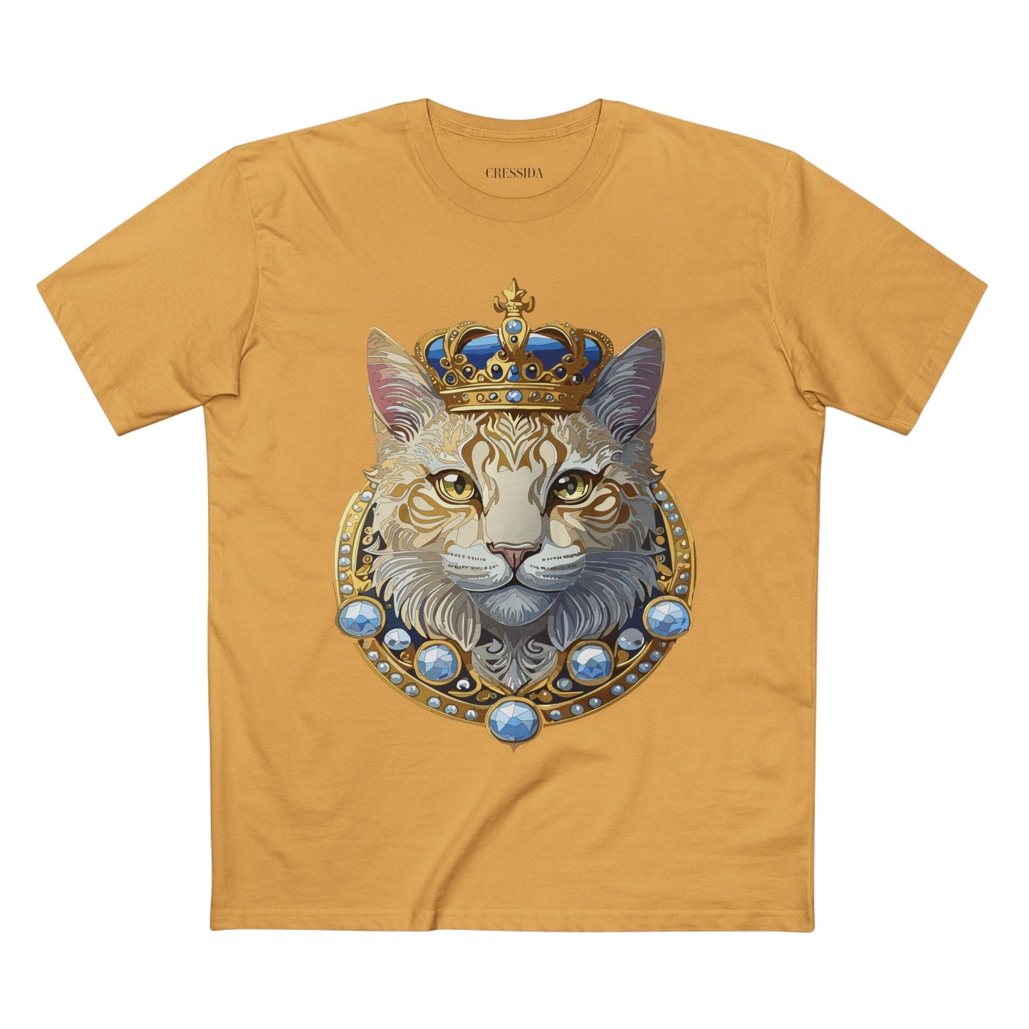 Cat Graphic Unisex 100 Cotton Tee With Unique Animal Golden Medallion Art Design 14