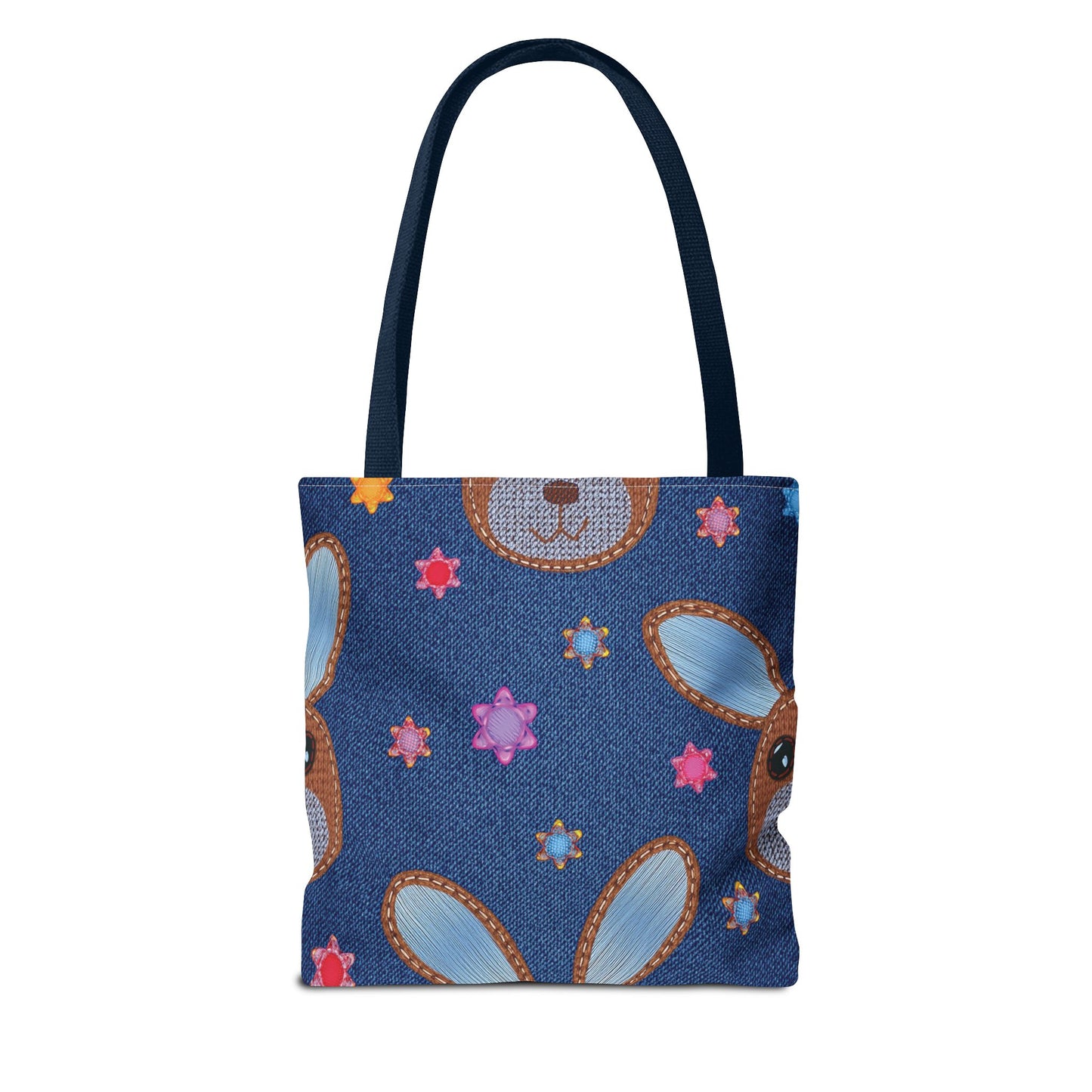 Denim Fabric Imitation Print Unisex Canvas Bag Poly Spun 3 Sizes Tote Bag 192-5