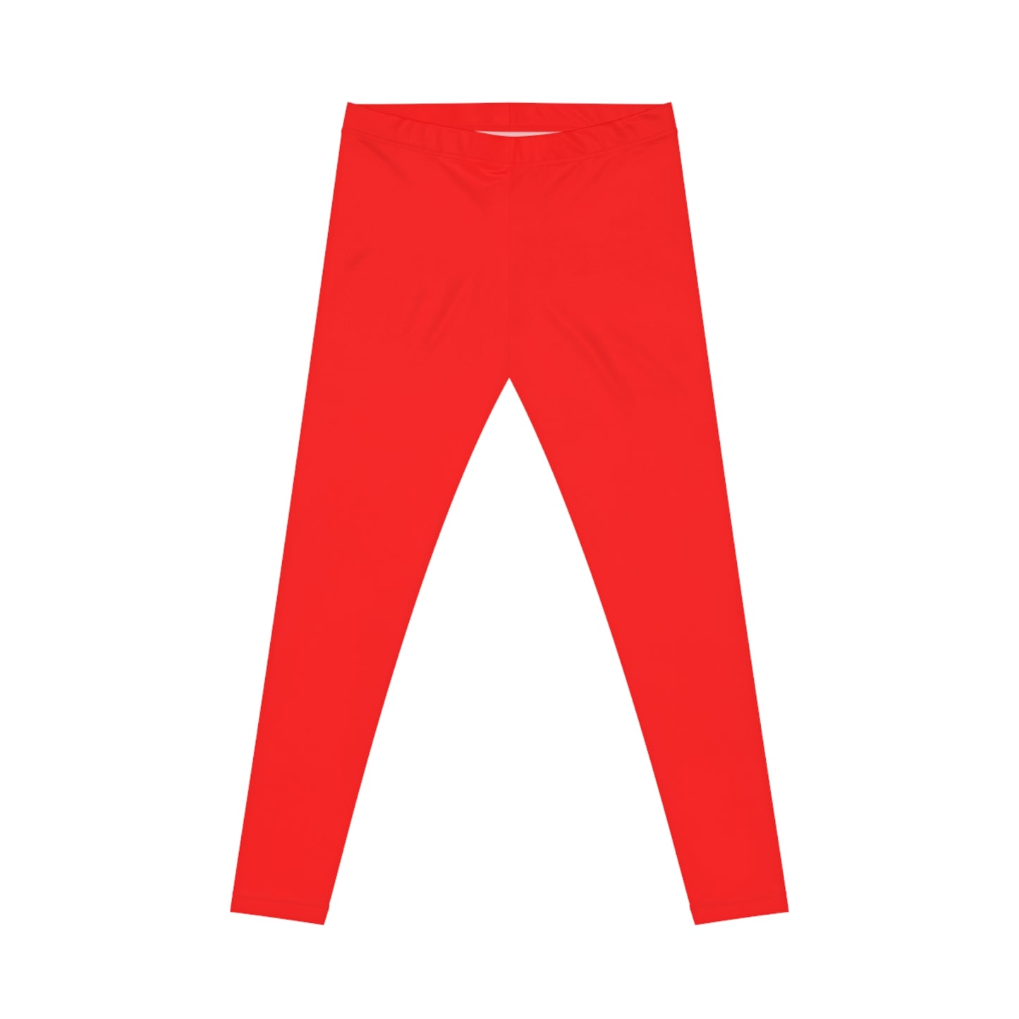 Pure Red Color Women's Poly-Span Casual Leggings XS-2XL