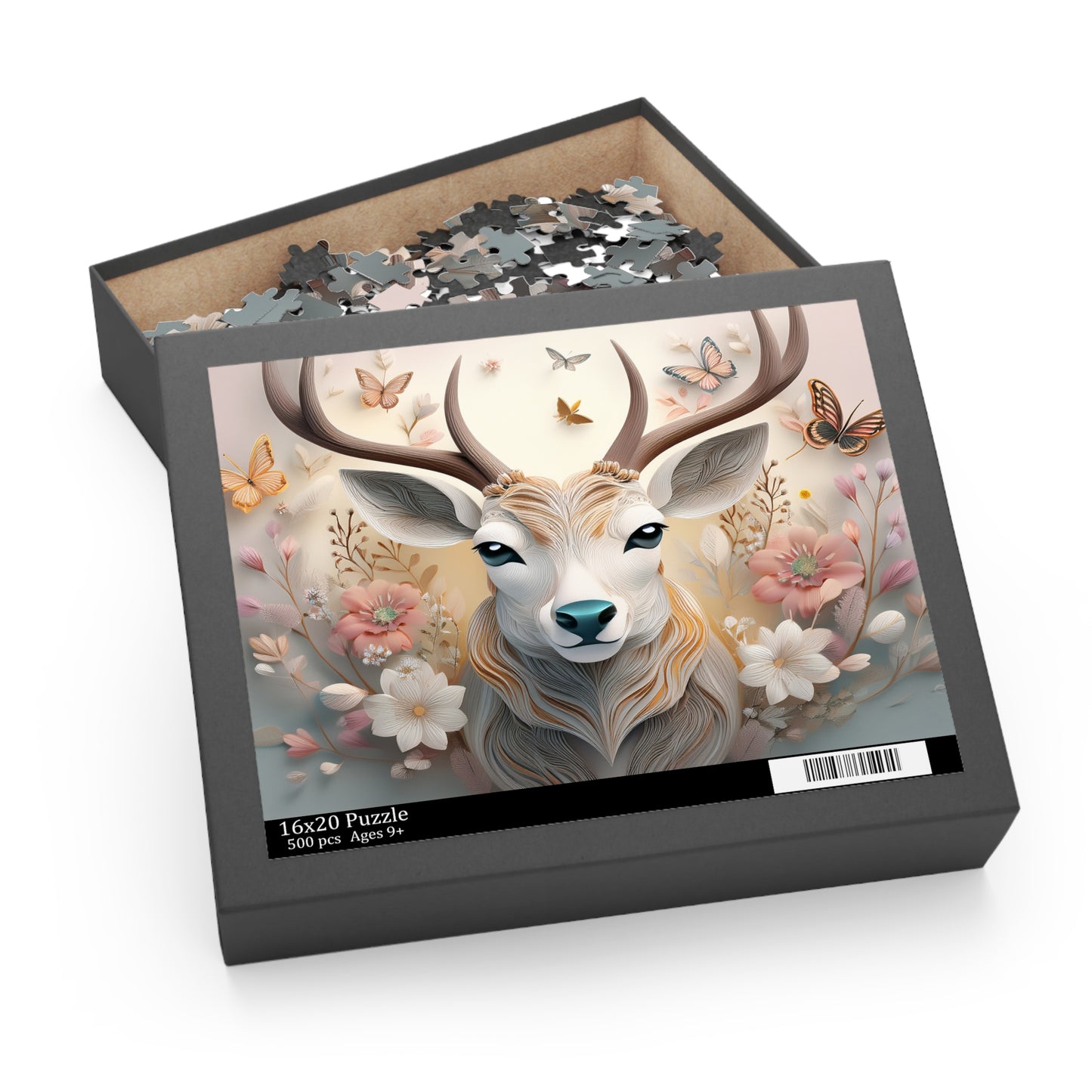 Puzzles-48 Kids Deer Puzzle 500-Piece  Floral Deer Puzzle 500-Piece, Animals Kids Puzzles Size: 16" x 20",  Ages 9+
