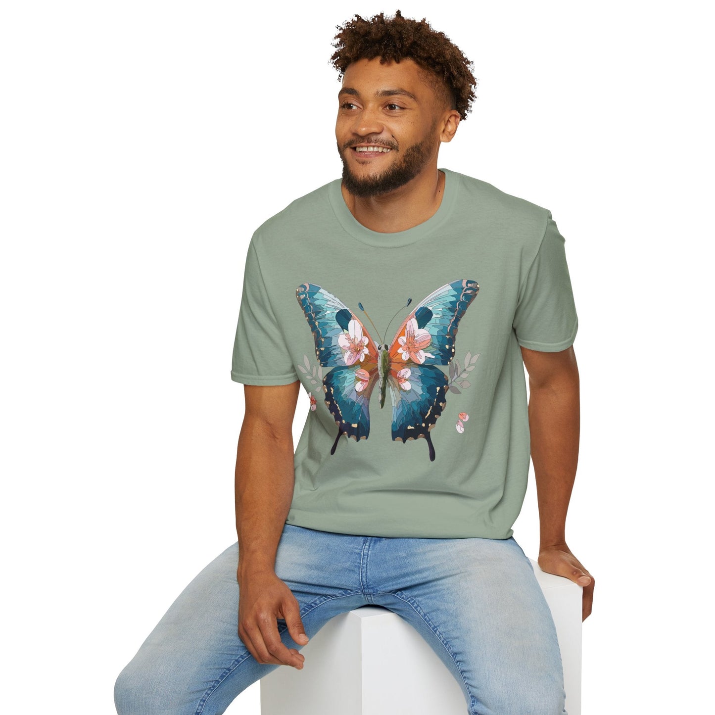 Butterfly Shirt Unisex T Shirt Monarch Butterfly Print Gildan Softstyle 64000 Cotton Tee Classic