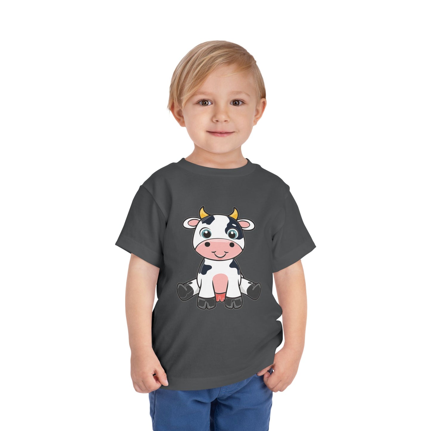 Cute Cow Toddler Short Sleeve Tee - Adorable Kids T-Shirt for Animal Lovers (T2-T5)