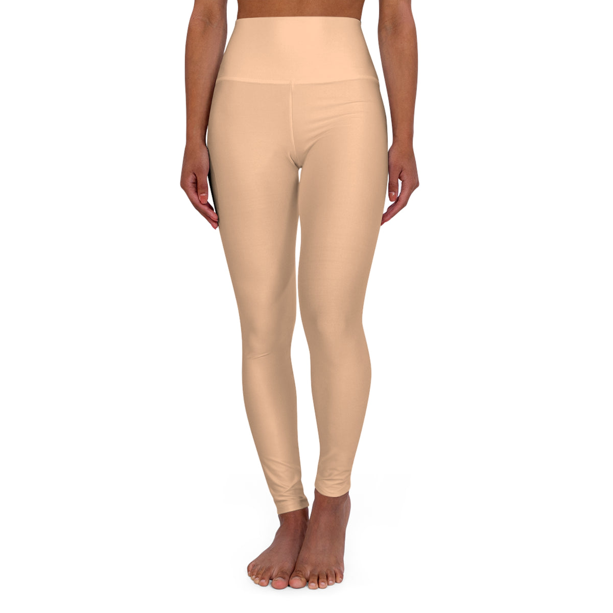 Peachy Beige Color High-Waist Yoga Leggings Women's Seamless Poly-Span Stretchy Pants XS-2XL