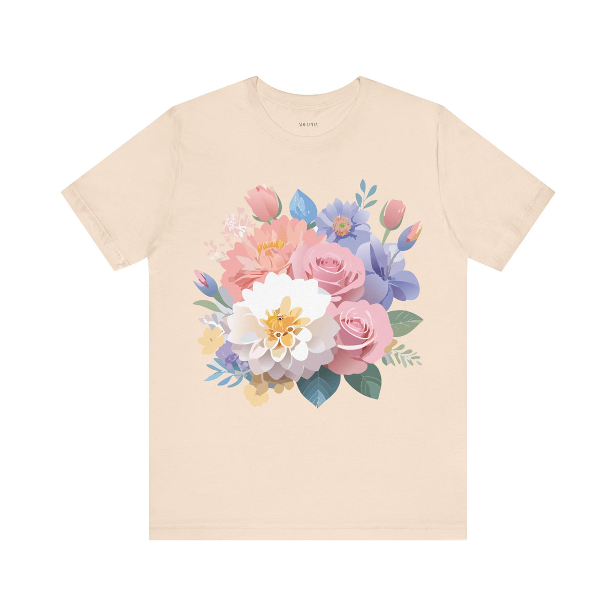 Floral Graphic Unisex Cotton Bella+Canvas Tee with Flowers Art Design n120