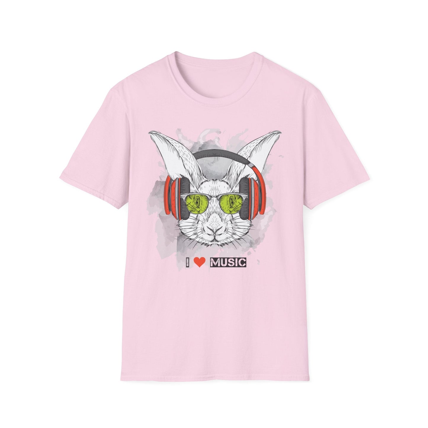 I Love Music Animals Shirt With Headphones Unisex Softstyle Tee 100 Percent Ring Spun Cotton