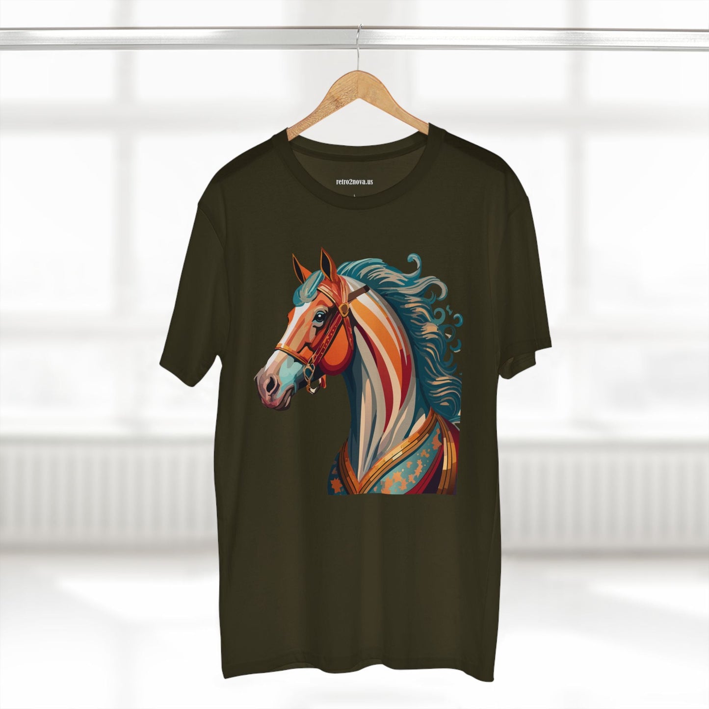 Horse Animal Shirt Unisex Premium Cotton Tee With Original Art Design From Retro2Nova Soft Breathable Art Collection